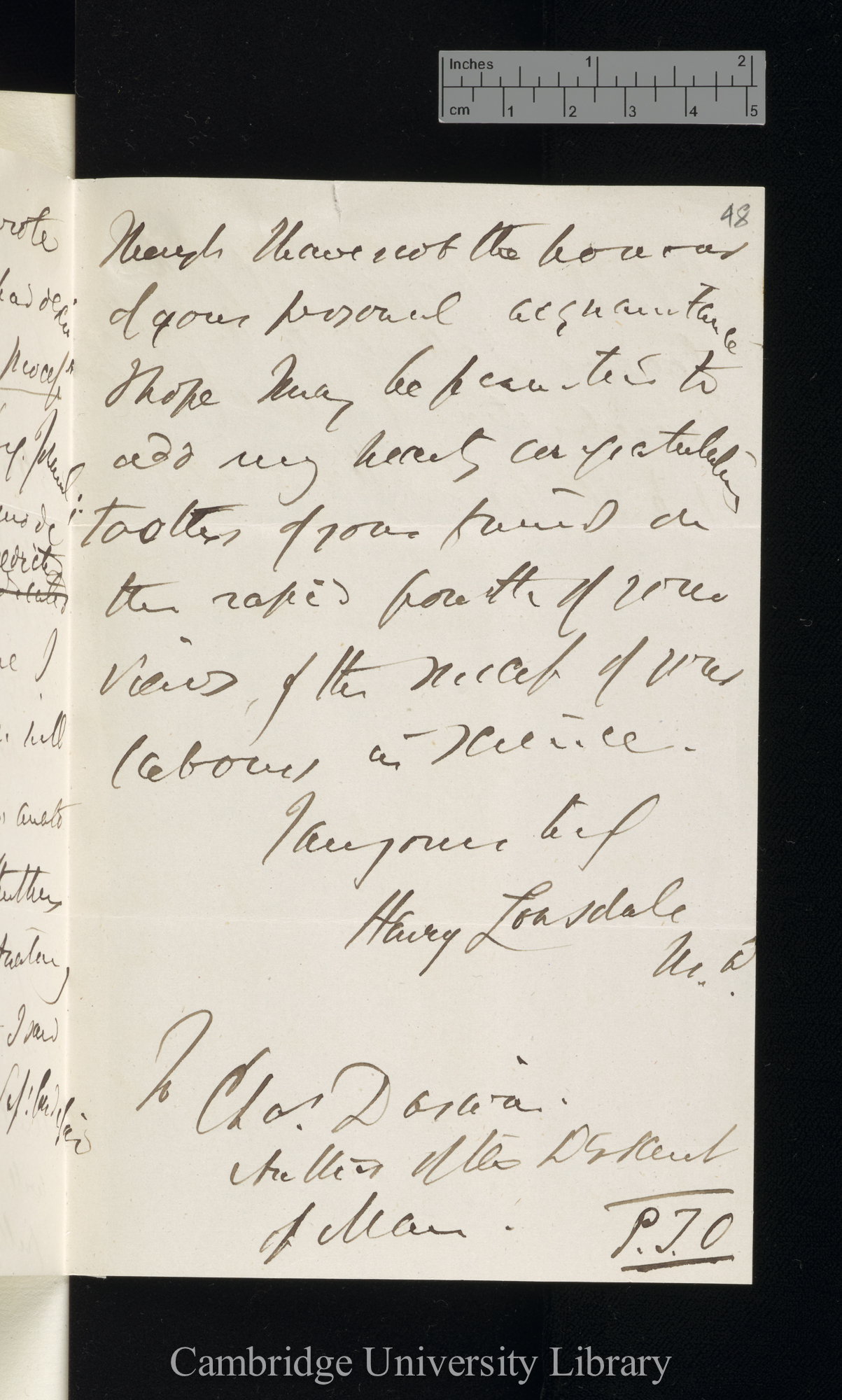 Henry Lonsdale to Charles Robert Darwin