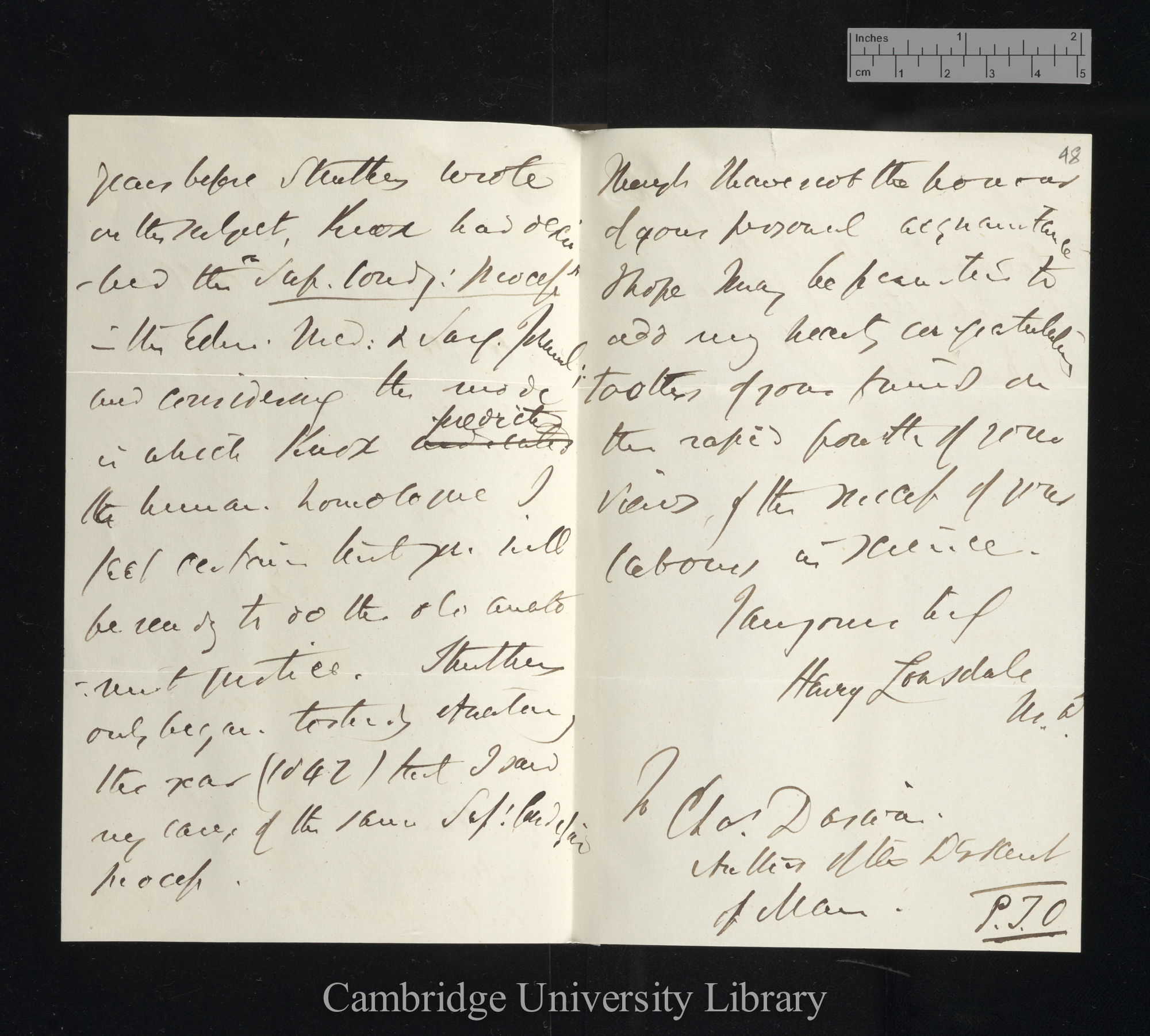 Henry Lonsdale to Charles Robert Darwin