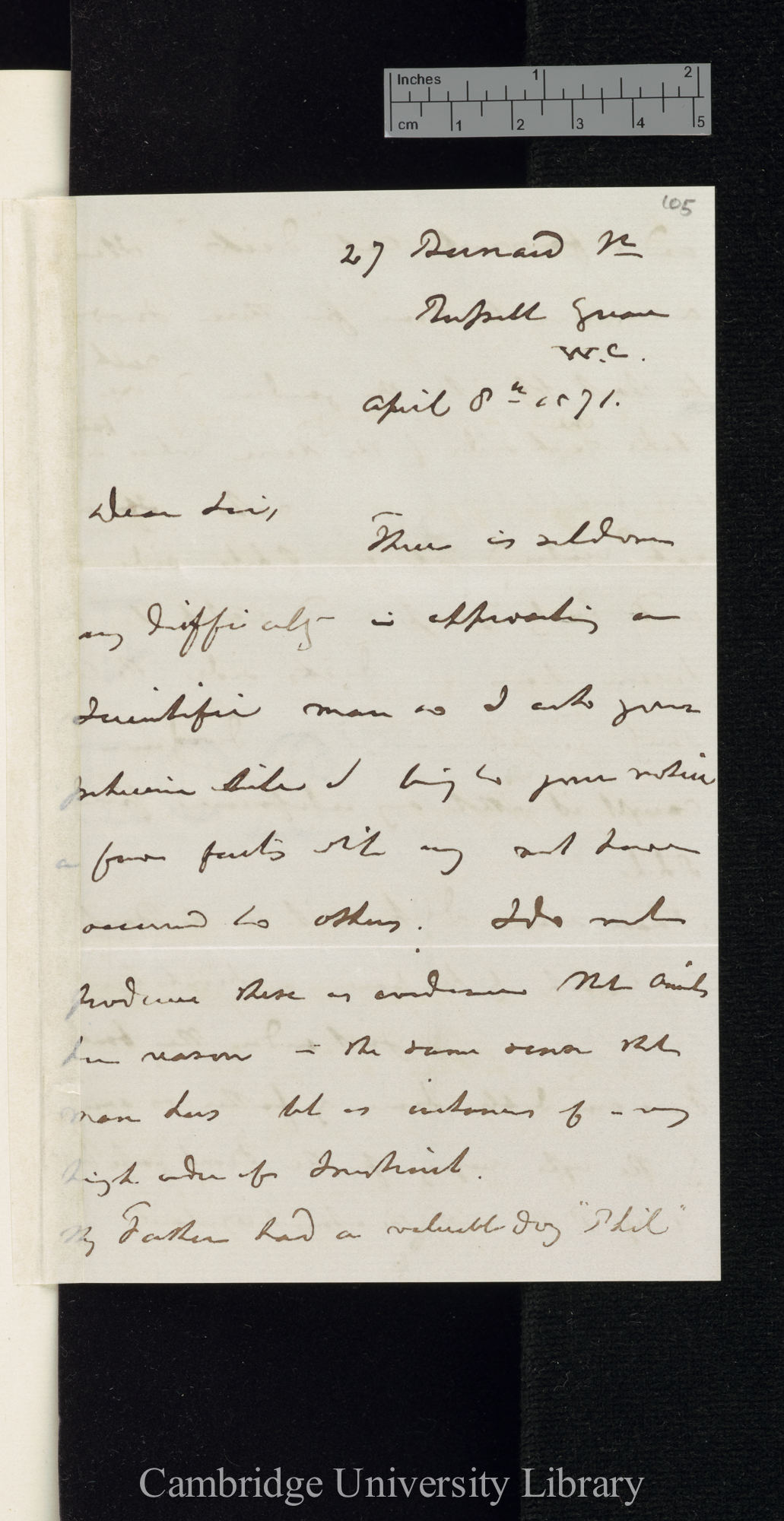 George Frederick Ansell to Charles Robert Darwin