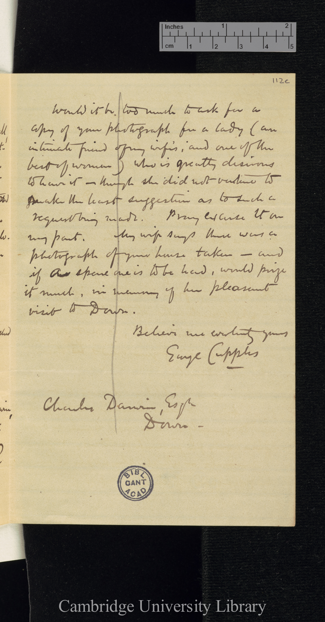 George Cupples to Charles Robert Darwin