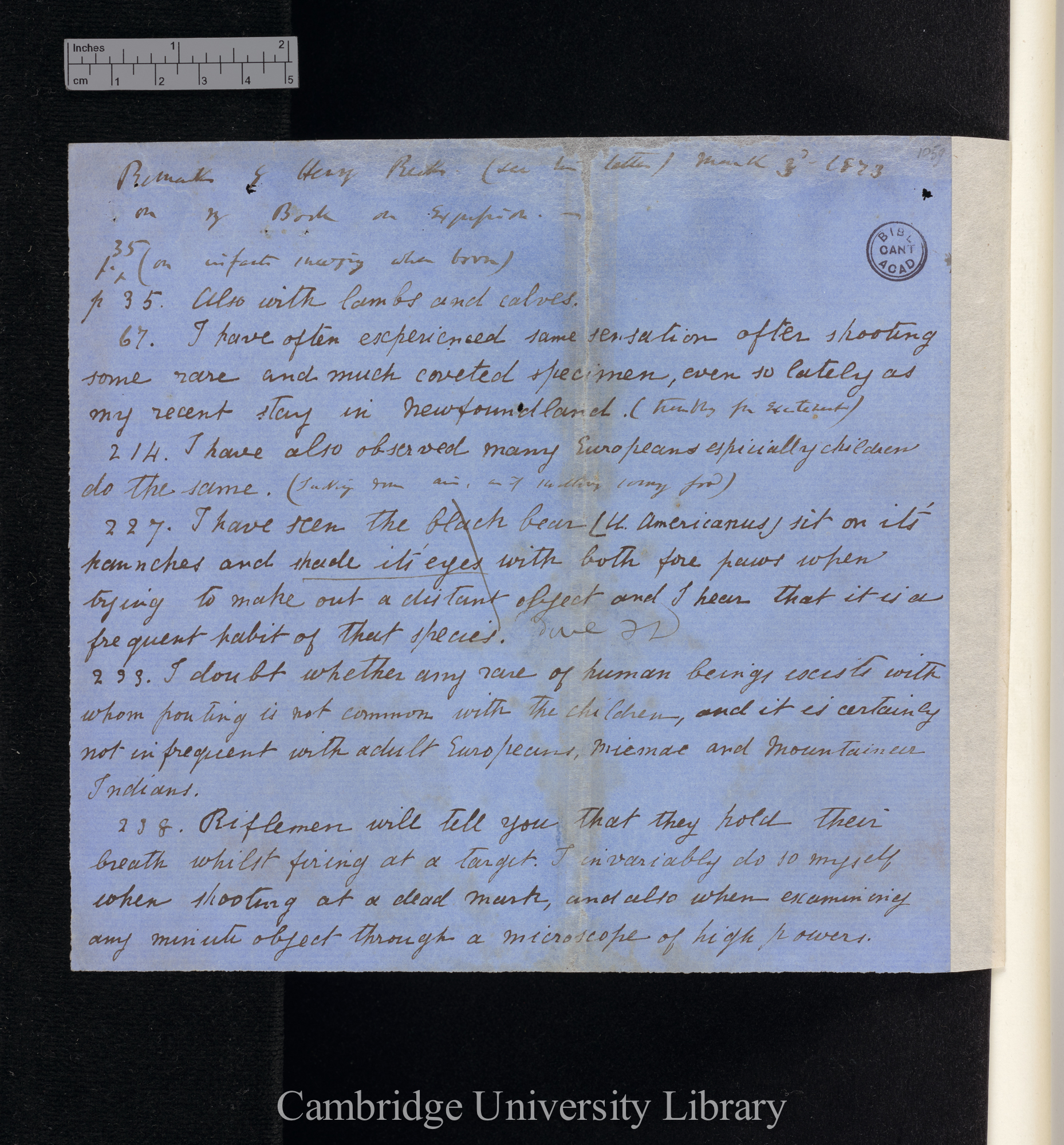 Henry Reeks to Charles Robert Darwin [memo]