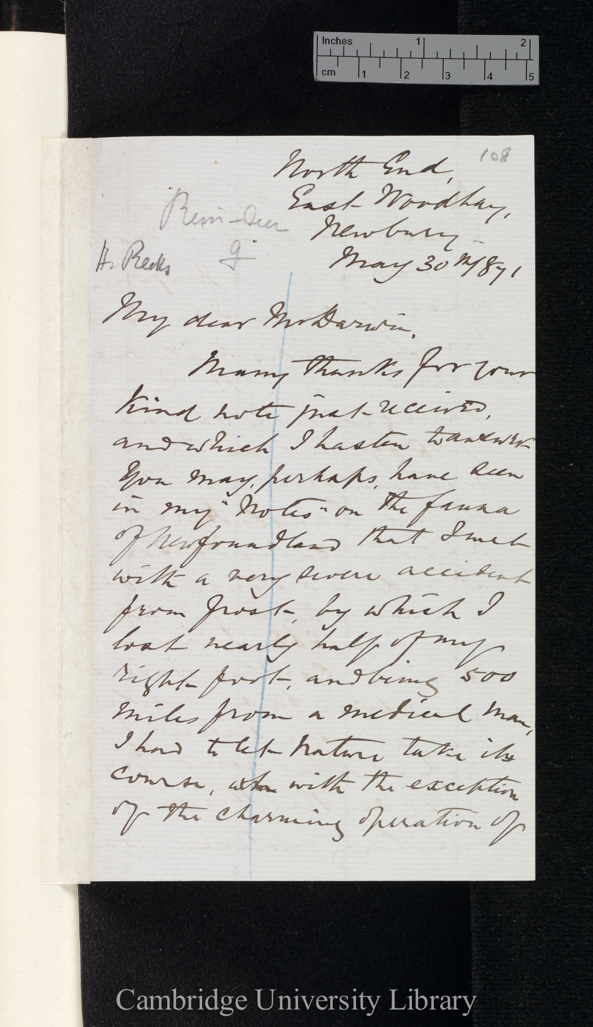 [Henry Reeks] to Charles Robert Darwin