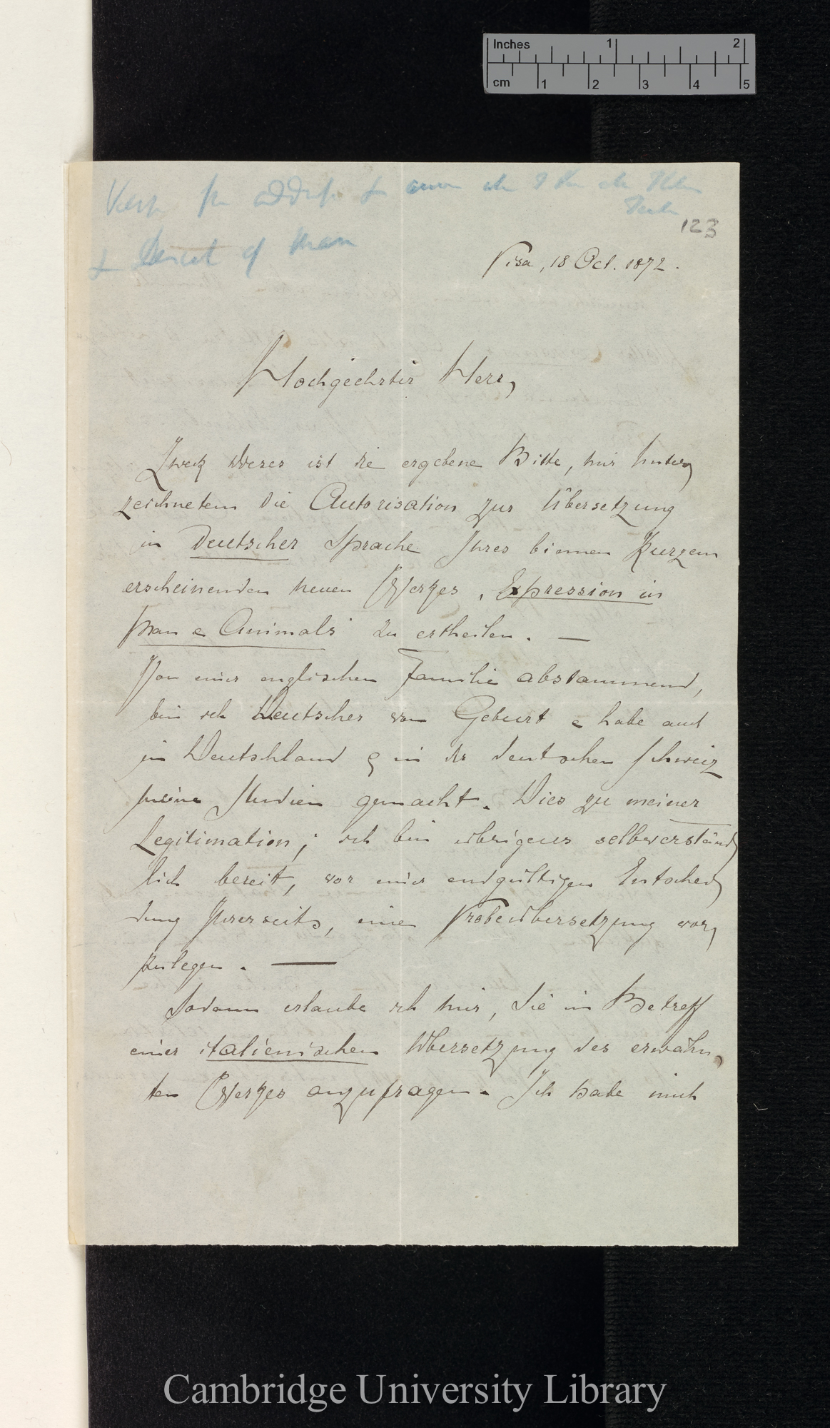 Charles Immanuel Forsyth Major to Charles Robert Darwin