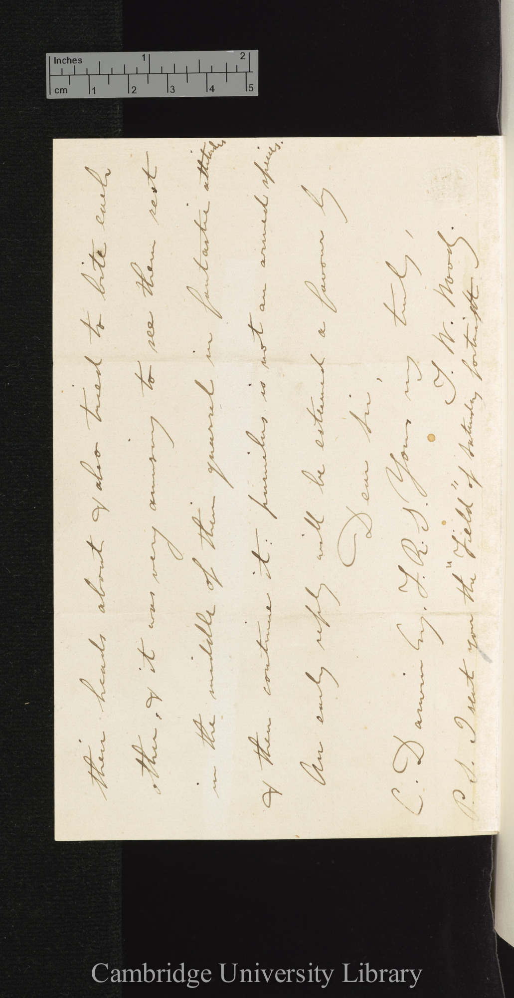 Thomas Wood to Charles Robert Darwin