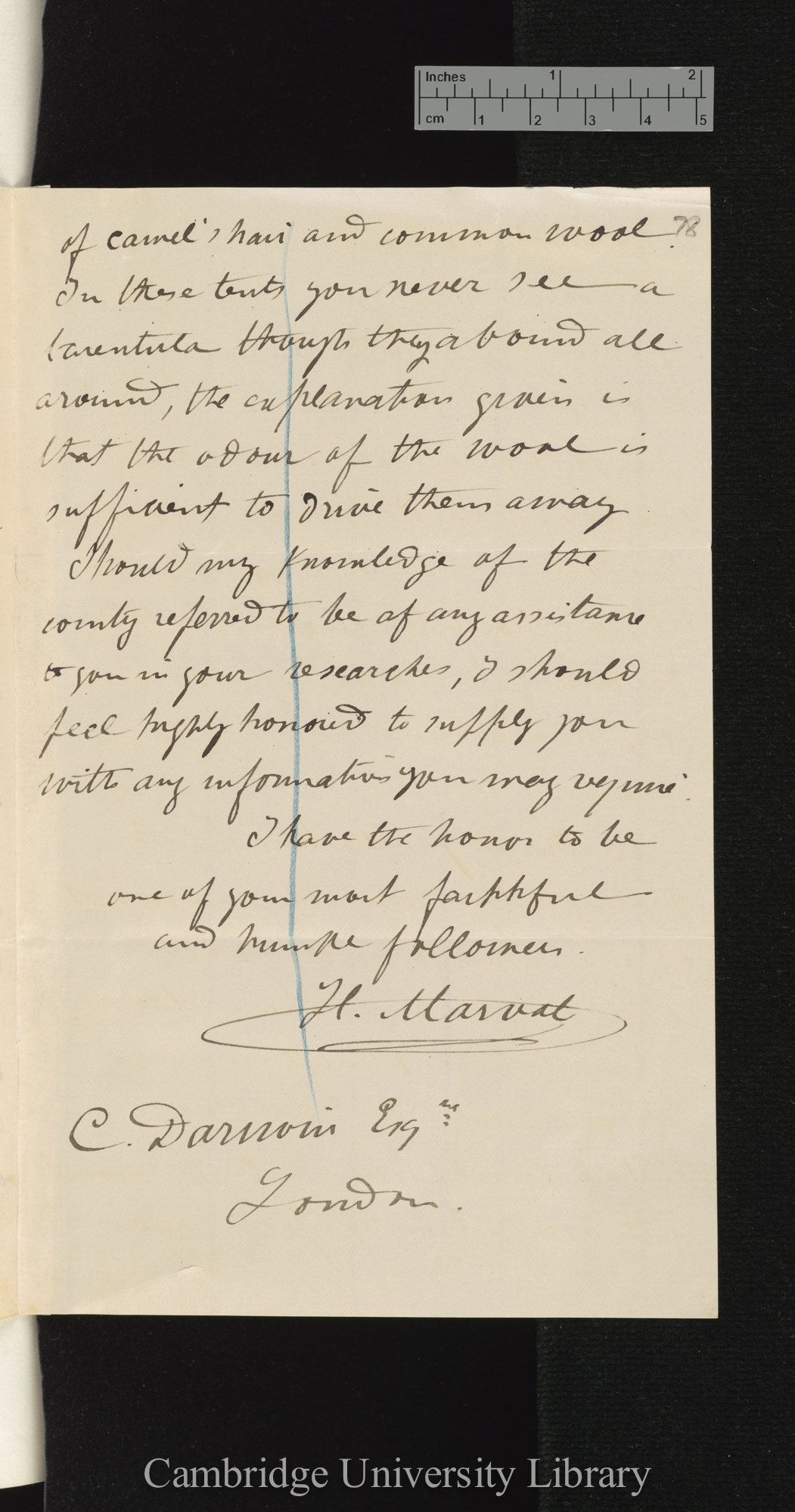 H Marval to Charles Robert Darwin