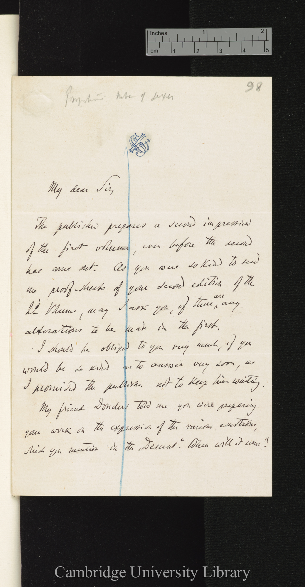 Viktor Carus to Charles Robert Darwin