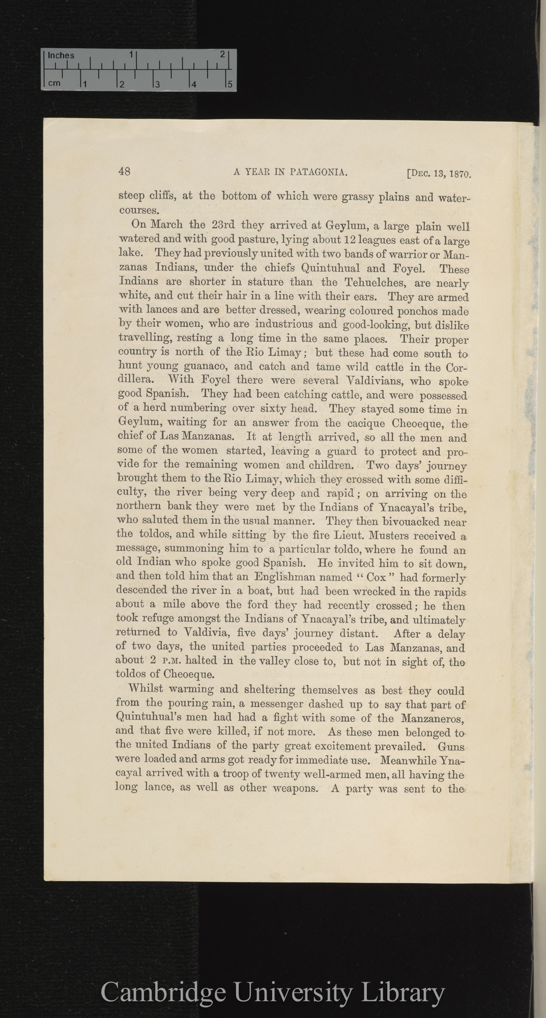 Musters, George Chaworth. A year in Patagonia &#39;Royal Geographical Society, proceedings&#39; 15: 48