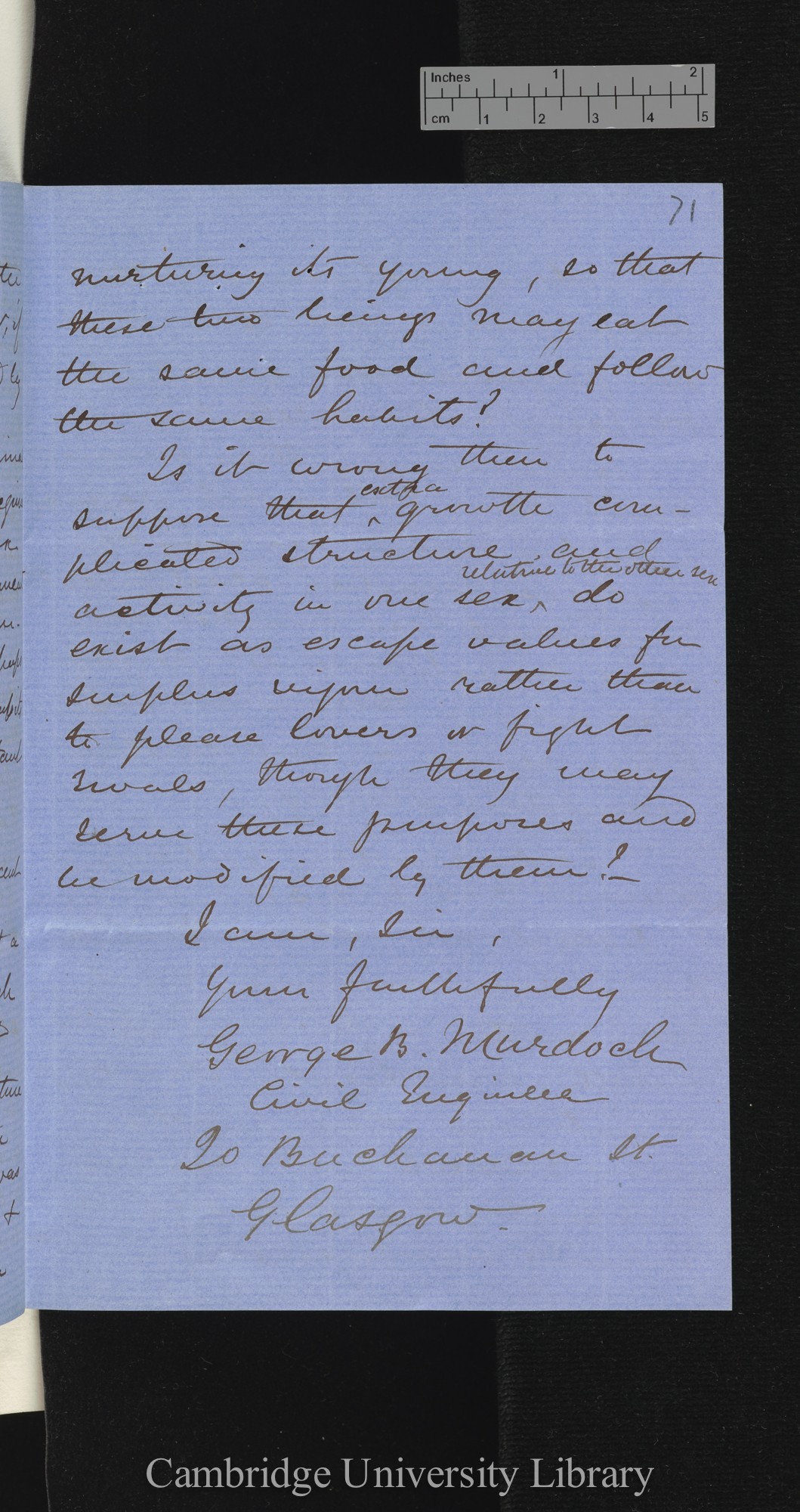 George Murdoch to Charles Robert Darwin