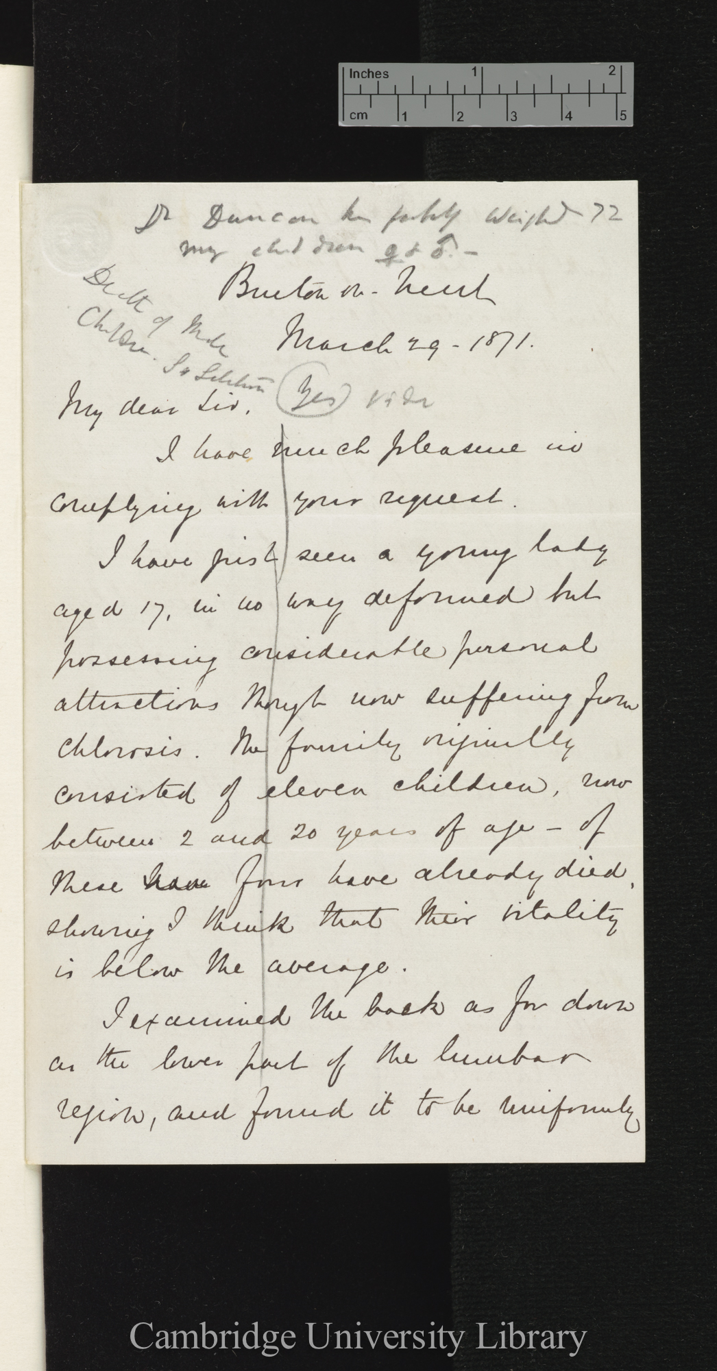 Philip Brookes Mason to Charles Robert Darwin