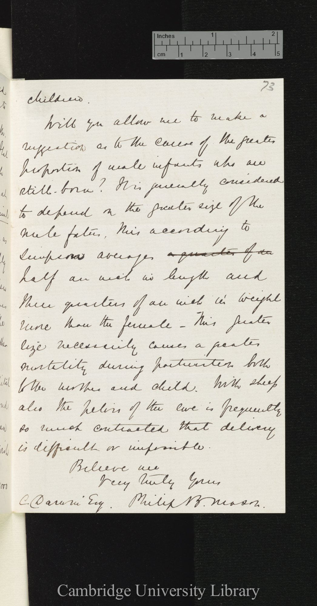 Philip Brookes Mason to Charles Robert Darwin