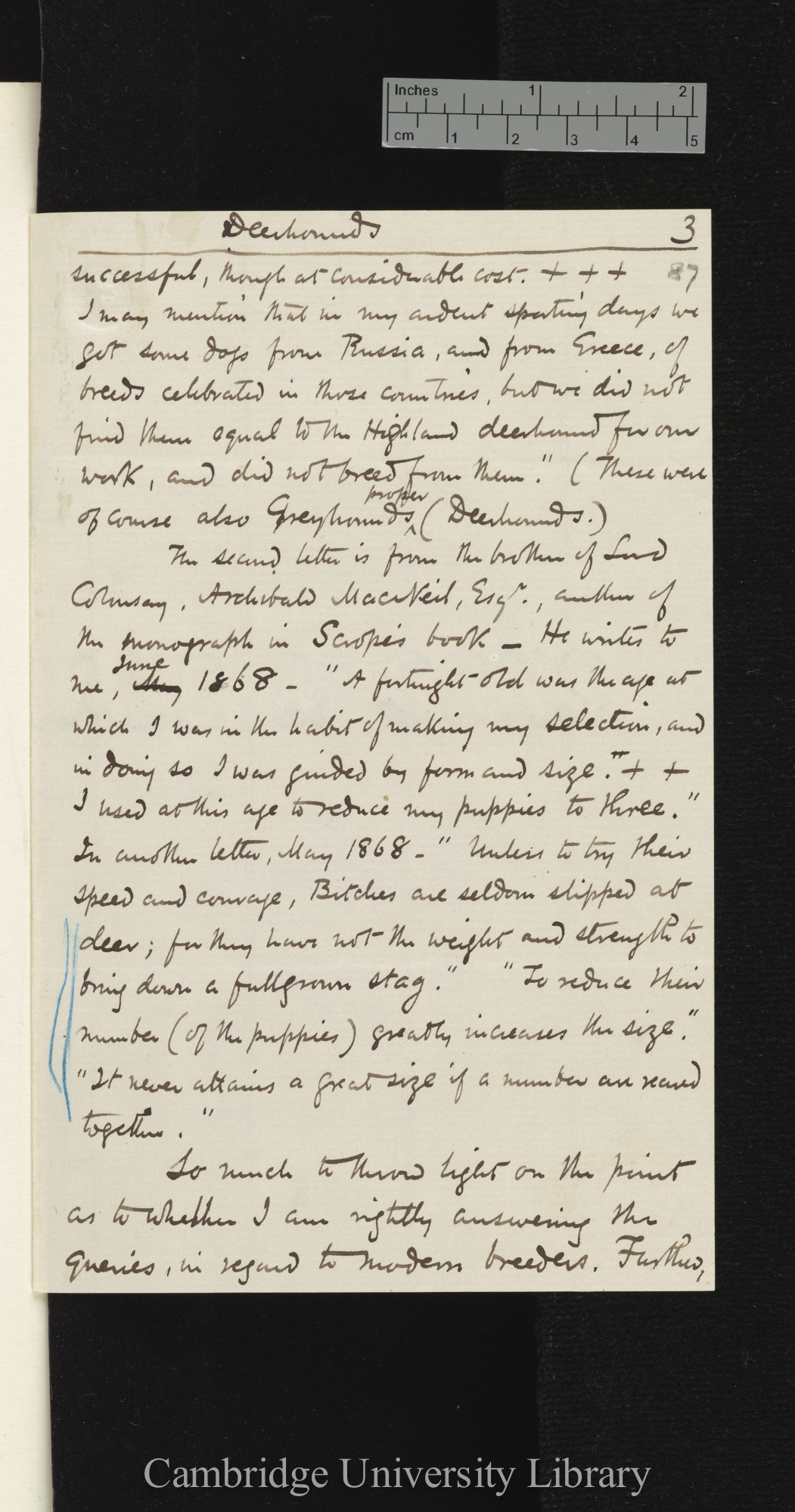 George Cupples to Charles Robert Darwin