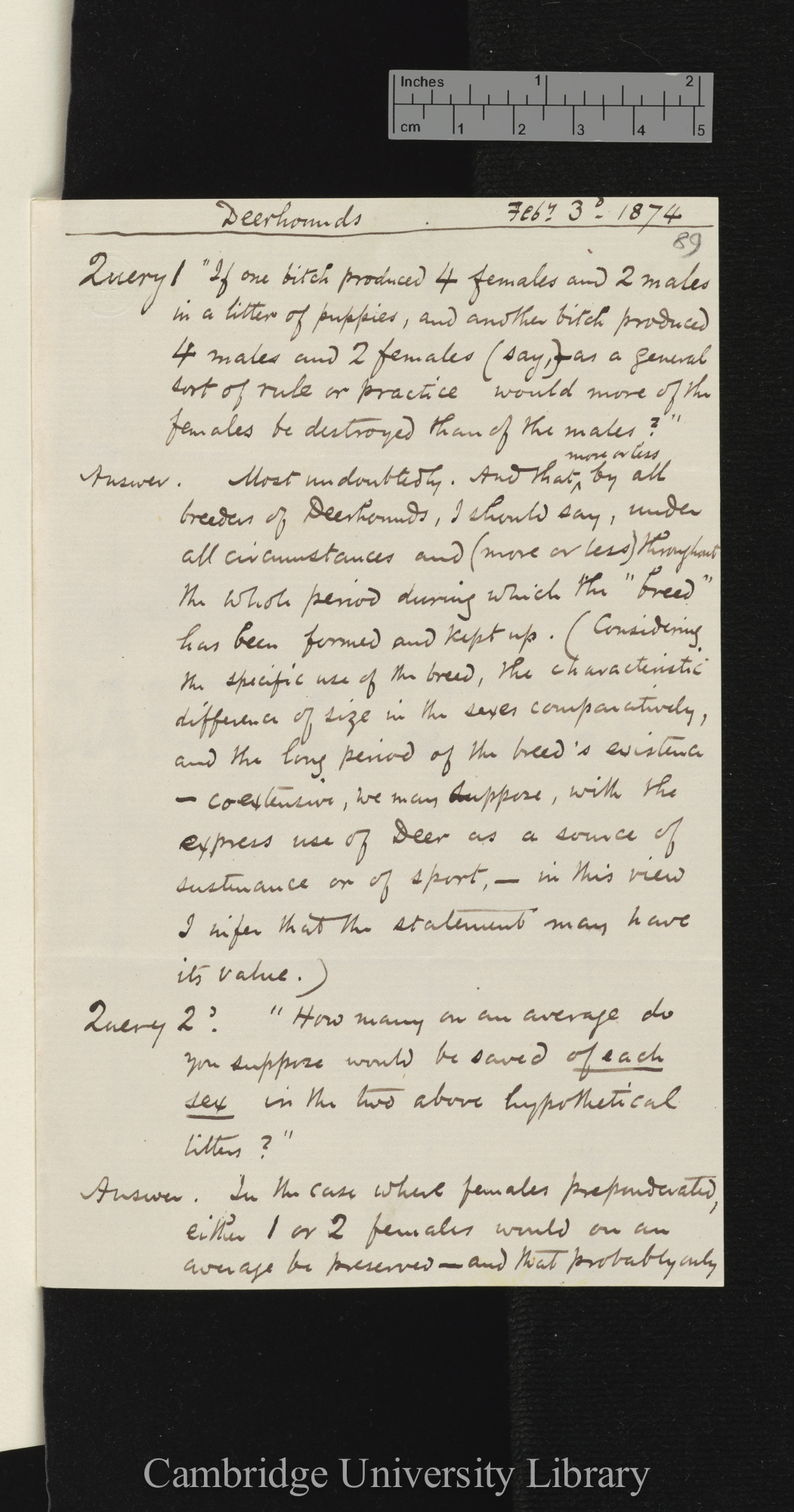 George Cupples to Charles Robert Darwin