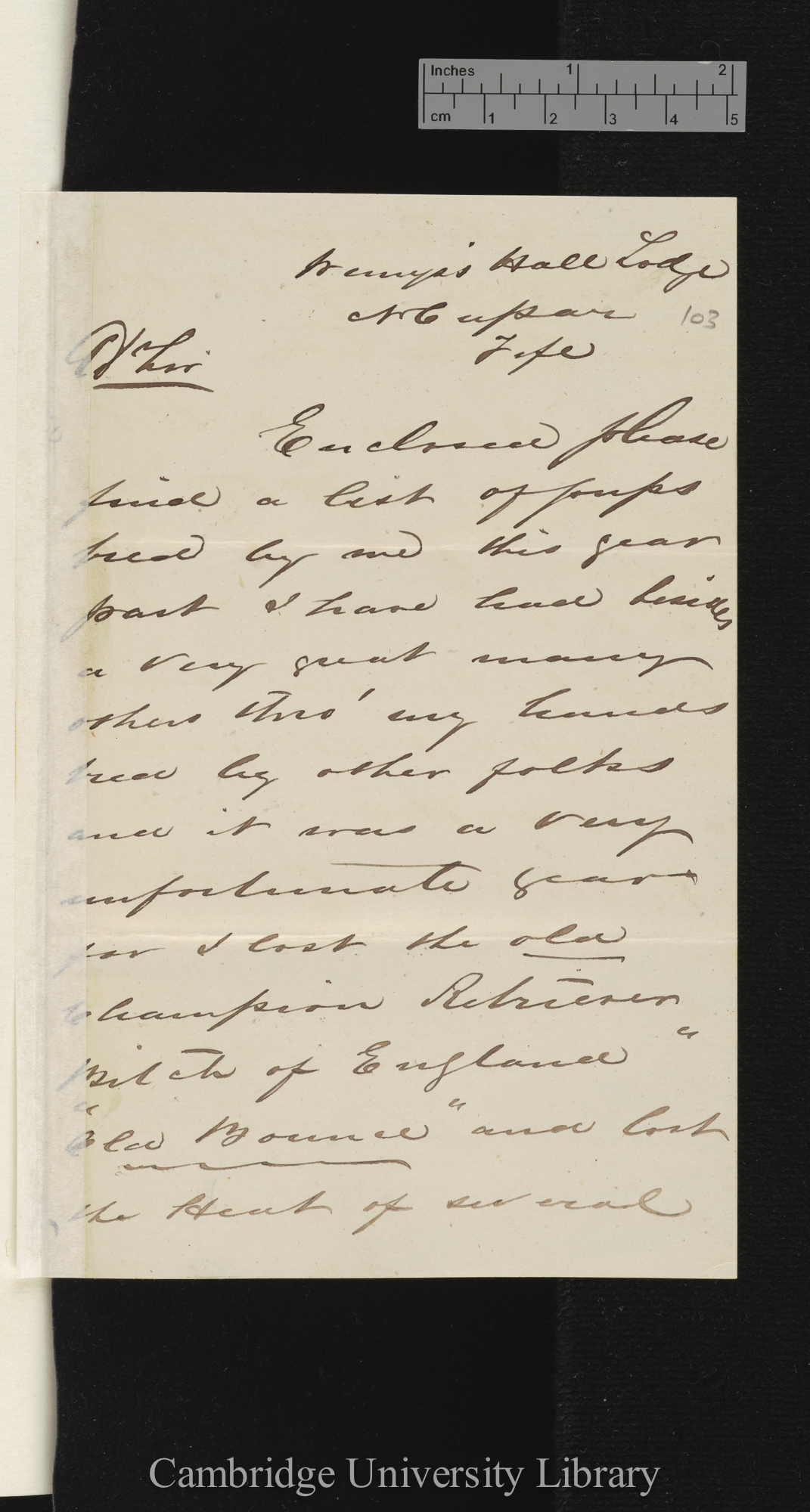 W F Rayner to [George Cupples]