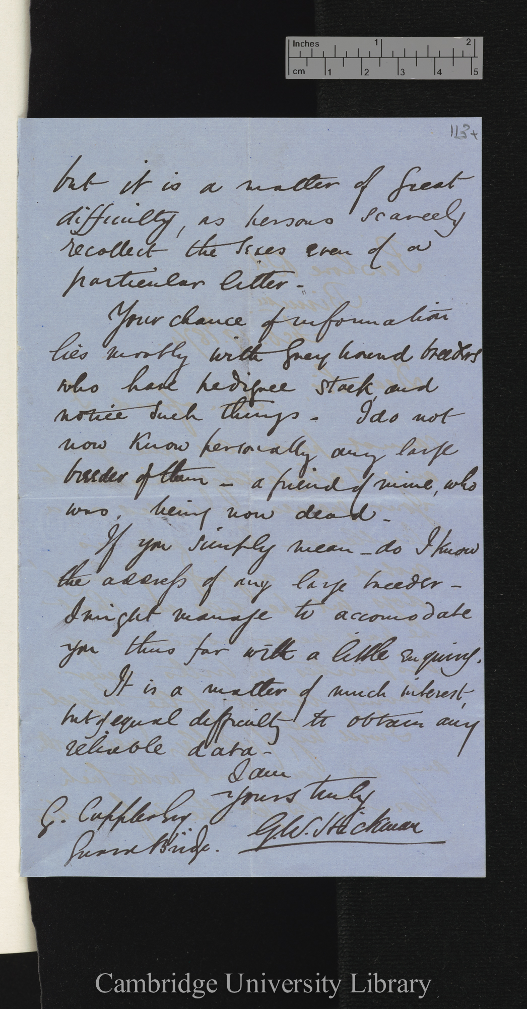 George Walter Hickman to [George Cupples]