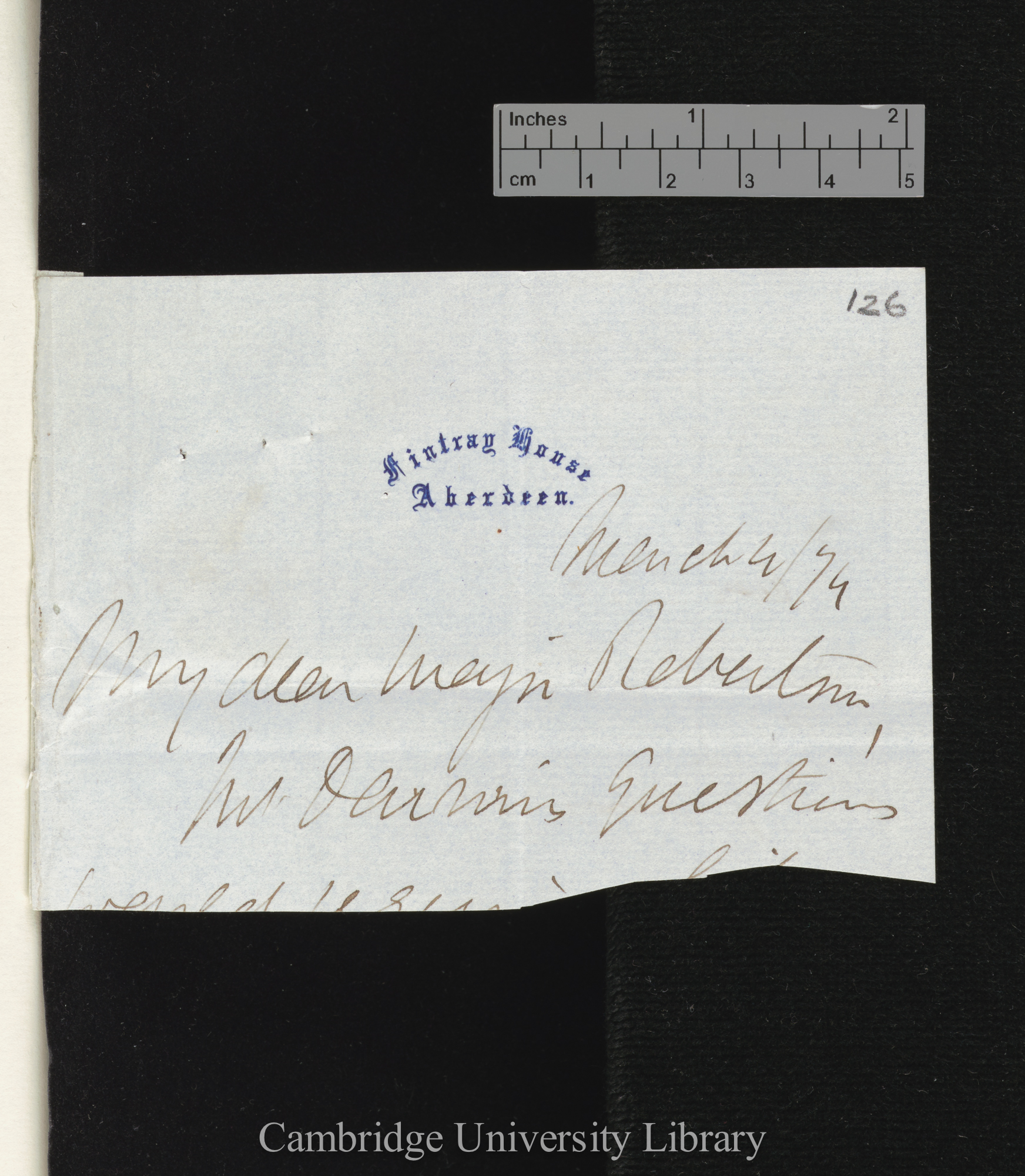 George Cupples to Charles Robert Darwin