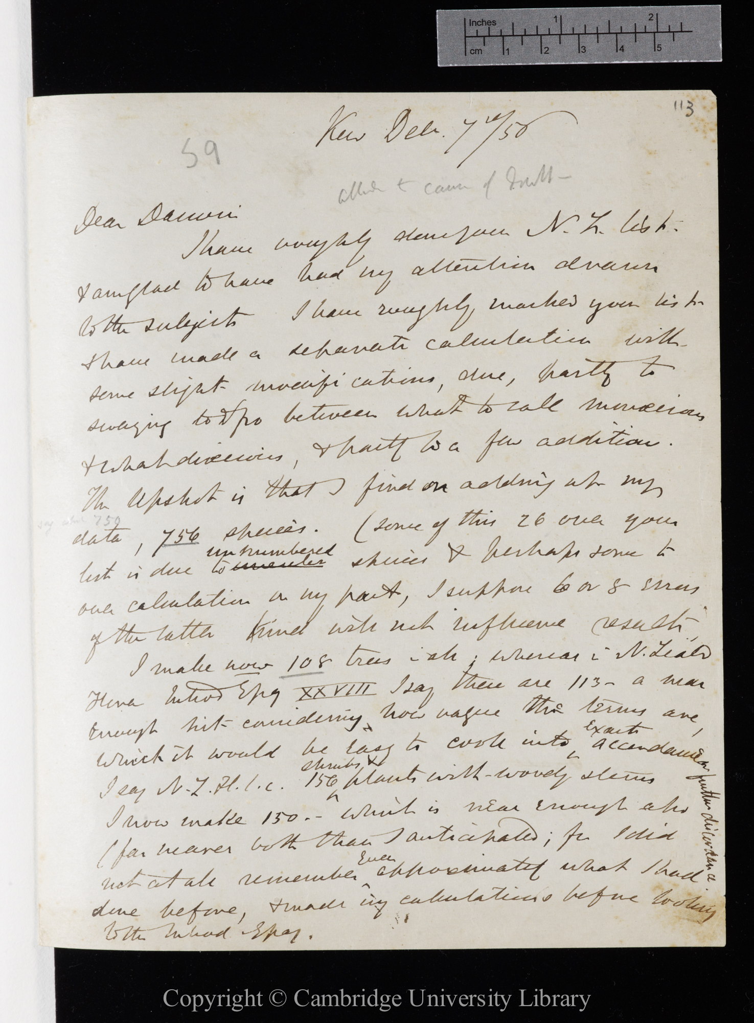 Letter from J. D. Hooker to C. R. Darwin   7 December 1856
