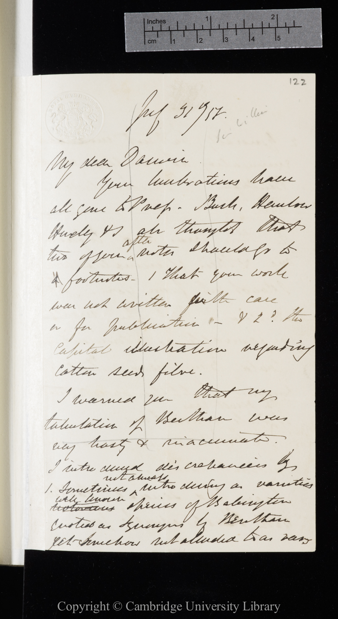 Letter from J. D. Hooker to C. R. Darwin   31 July 1858
