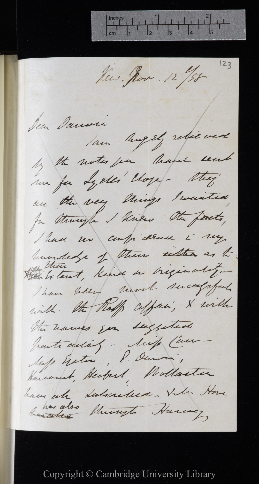 Letter from J. D. Hooker to C. R. Darwin   12 November 1858