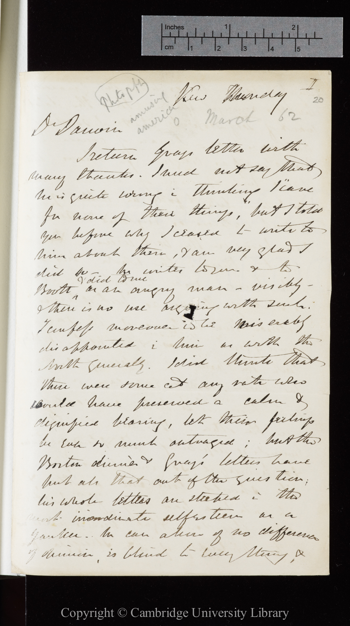 Letter from J. D. Hooker to C. R. Darwin   [10 March 1862]