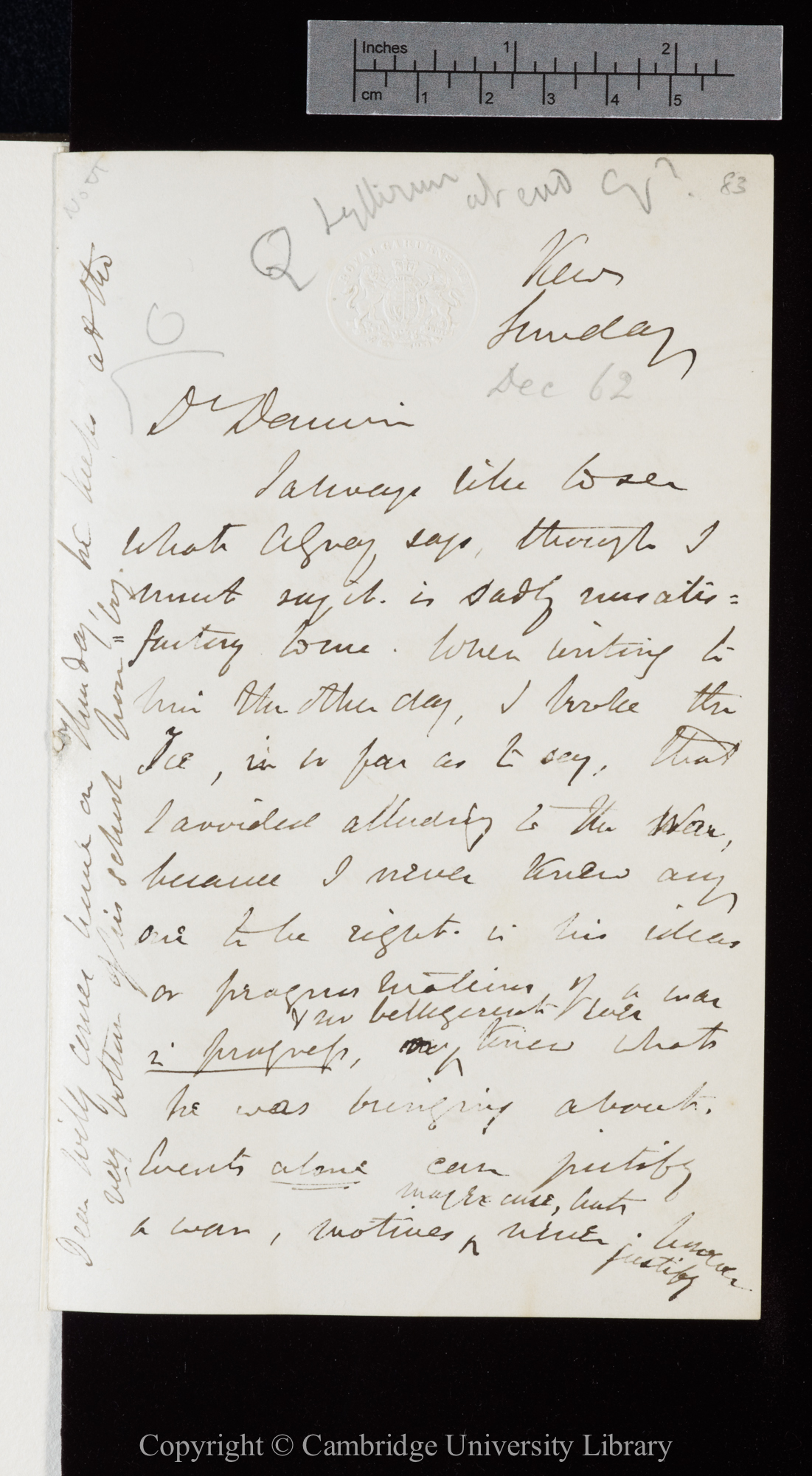 Letter from J. D. Hooker to C. R. Darwin   [14 December 1862]