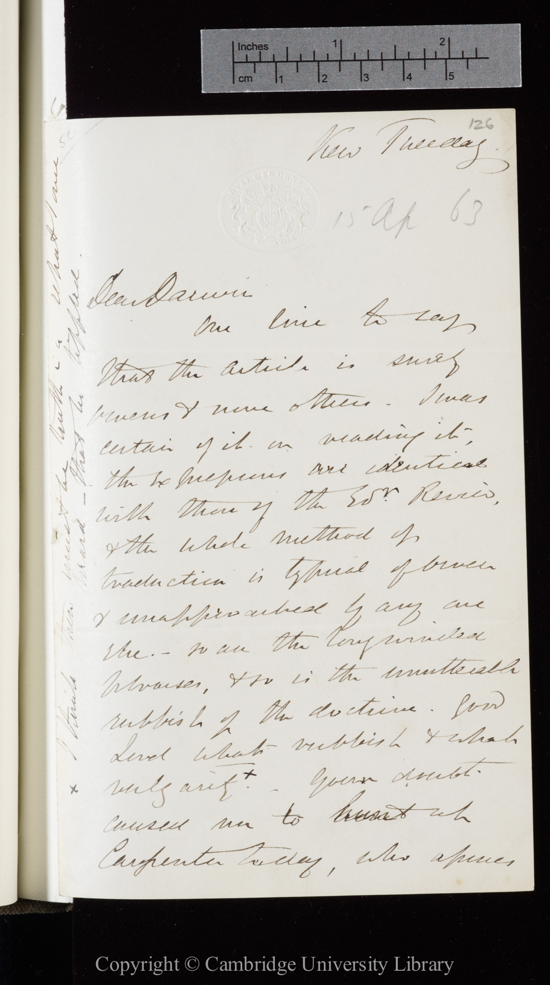 Letter from J. D. Hooker to C. R. Darwin   [31 March 1863]