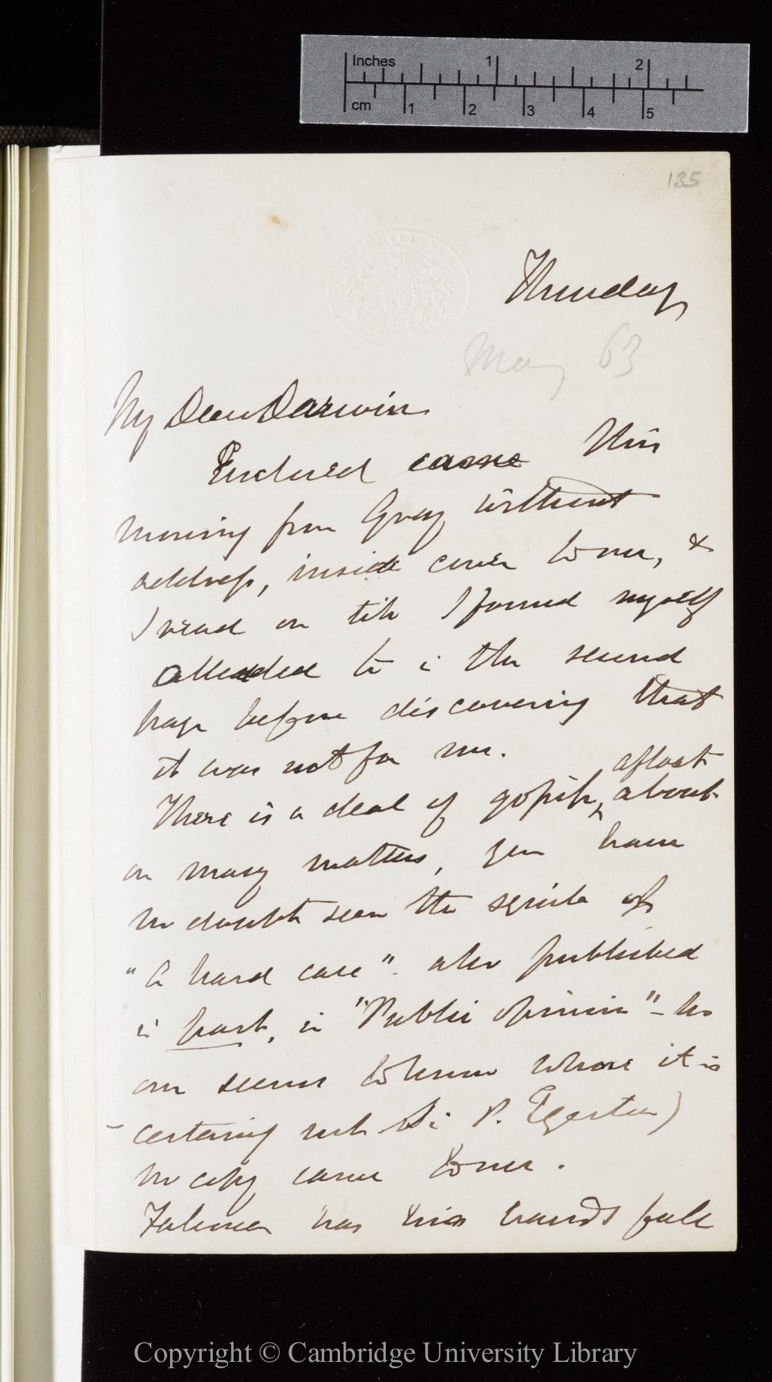 Letter from J. D. Hooker to C. R. Darwin   [7 May 1863]
