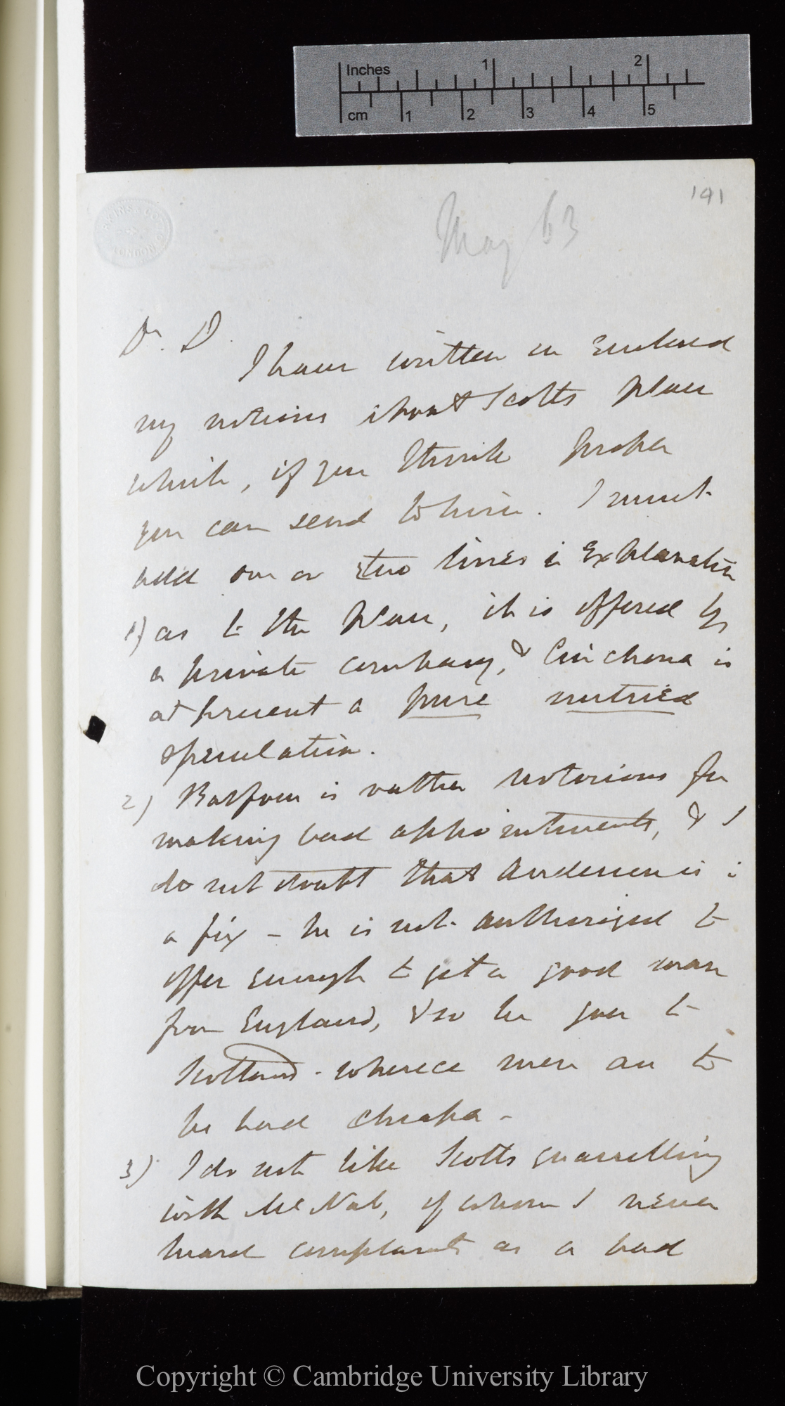 Letter from J. D. Hooker to C. R. Darwin   [23-7 May 1863]