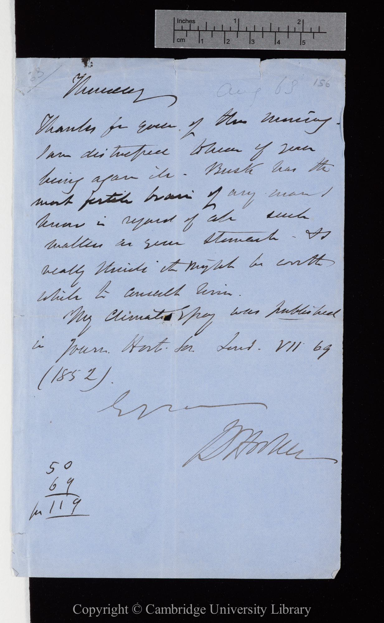 Letter from J. D. Hooker to C. R. Darwin   [27 August 1863]