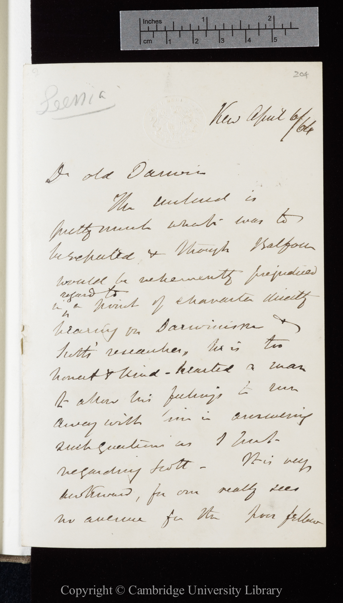 Letter from J. D. Hooker to C. R. Darwin   6 April 1864