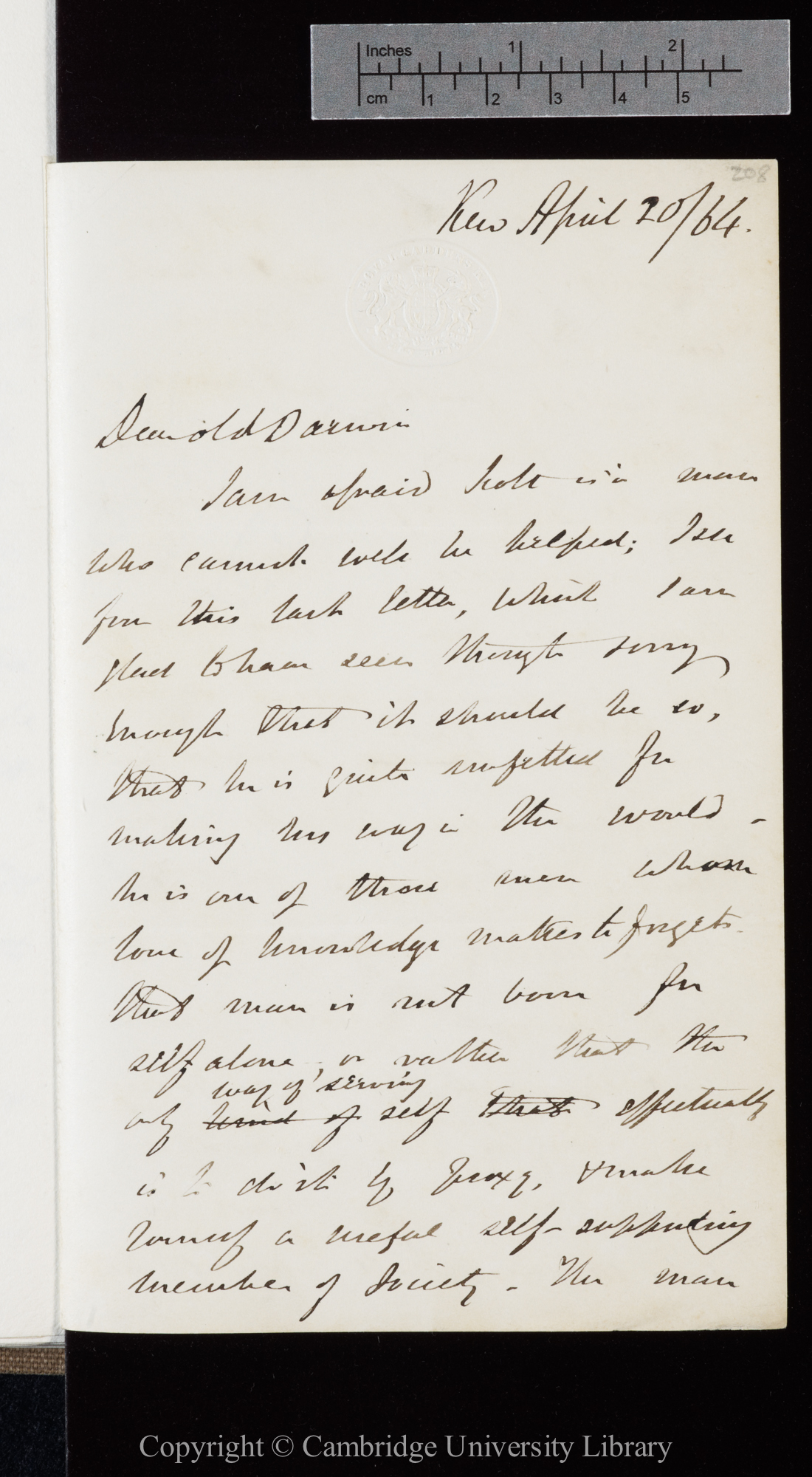 Letter from J. D. Hooker to C. R. Darwin   20 April 1864