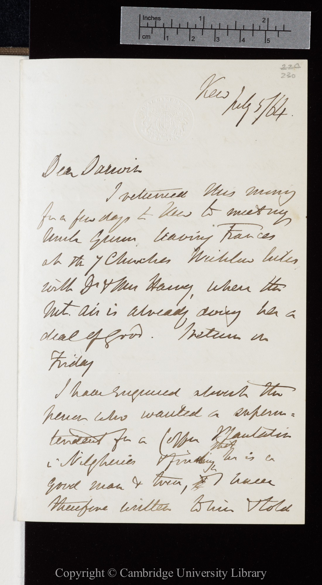 Letter from J. D. Hooker to C. R. Darwin   5 July 1864