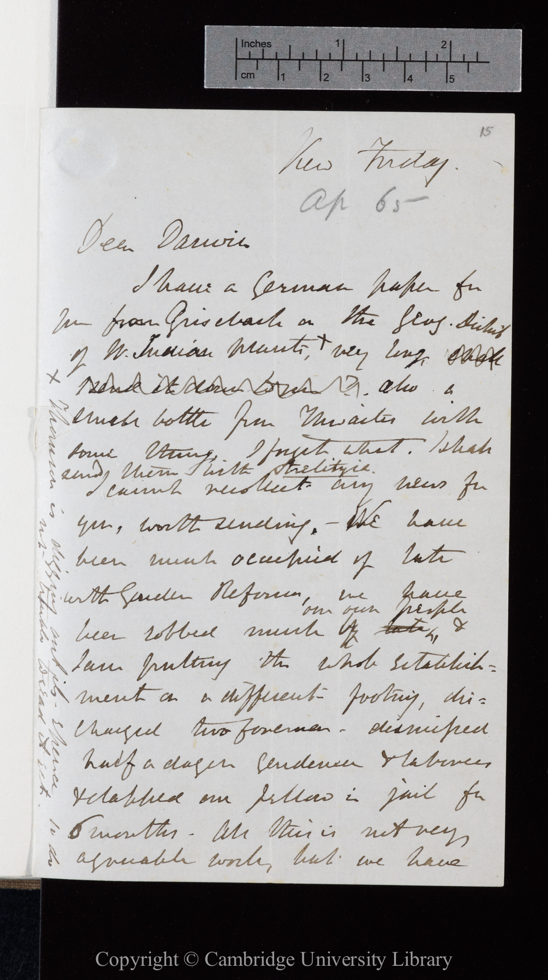 Letter from J. D. Hooker to C. R. Darwin   [7-8 April 1865]