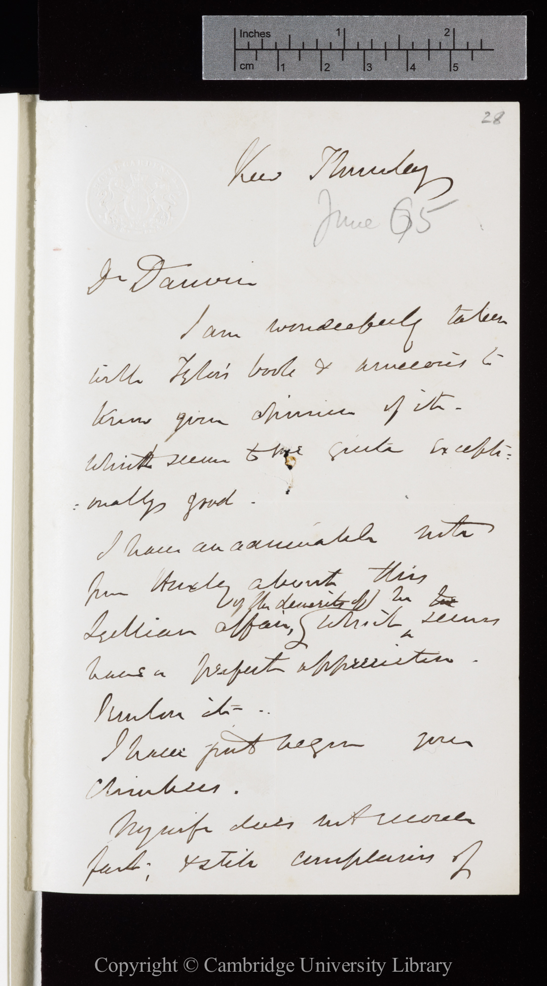 Letter from J. D. Hooker to C. R. Darwin   [15 June 1865]