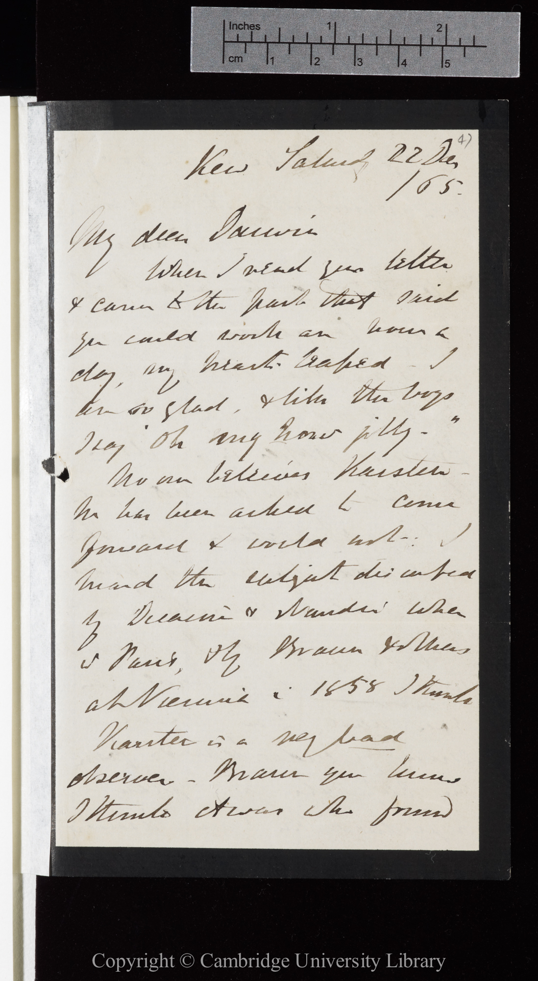 Letter from J. D. Hooker to C. R. Darwin   [23] December 1865