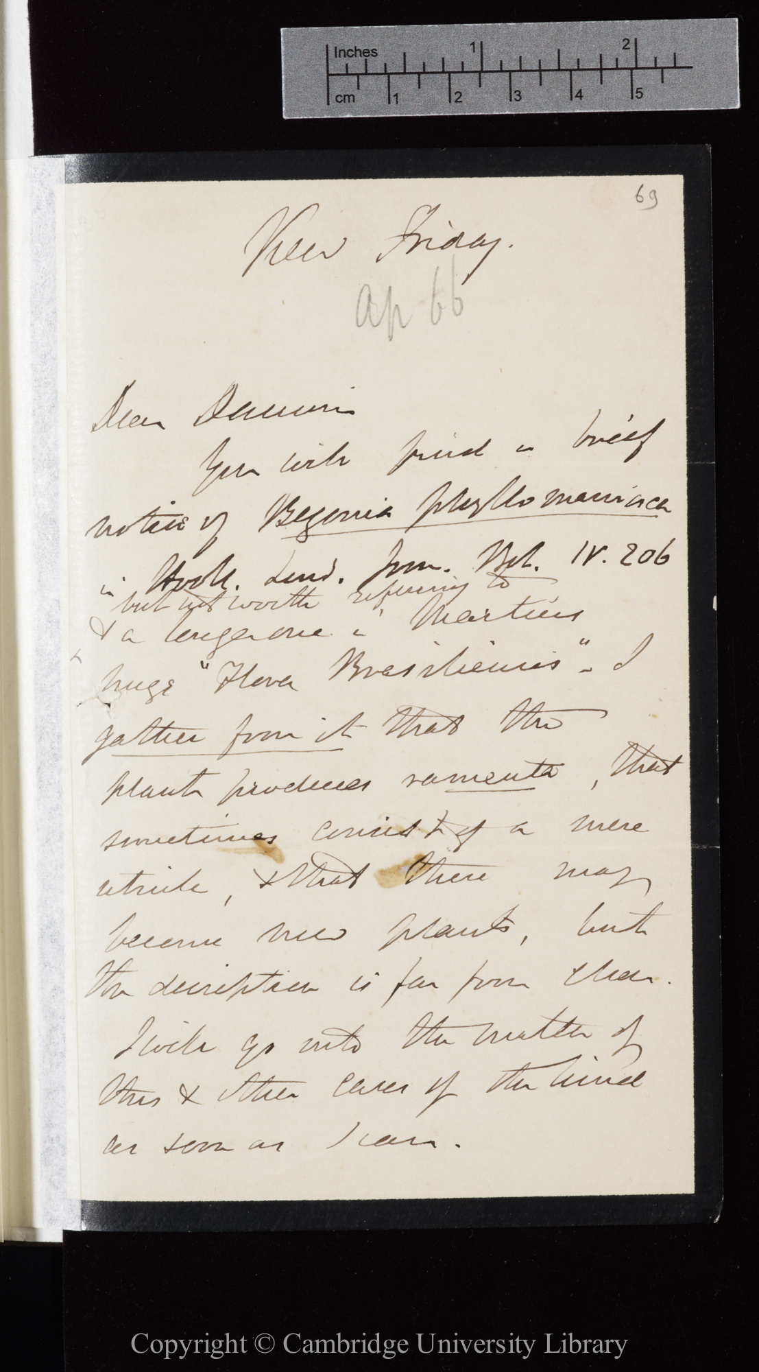 Letter from J. D. Hooker to C. R. Darwin   [6 April 1866]