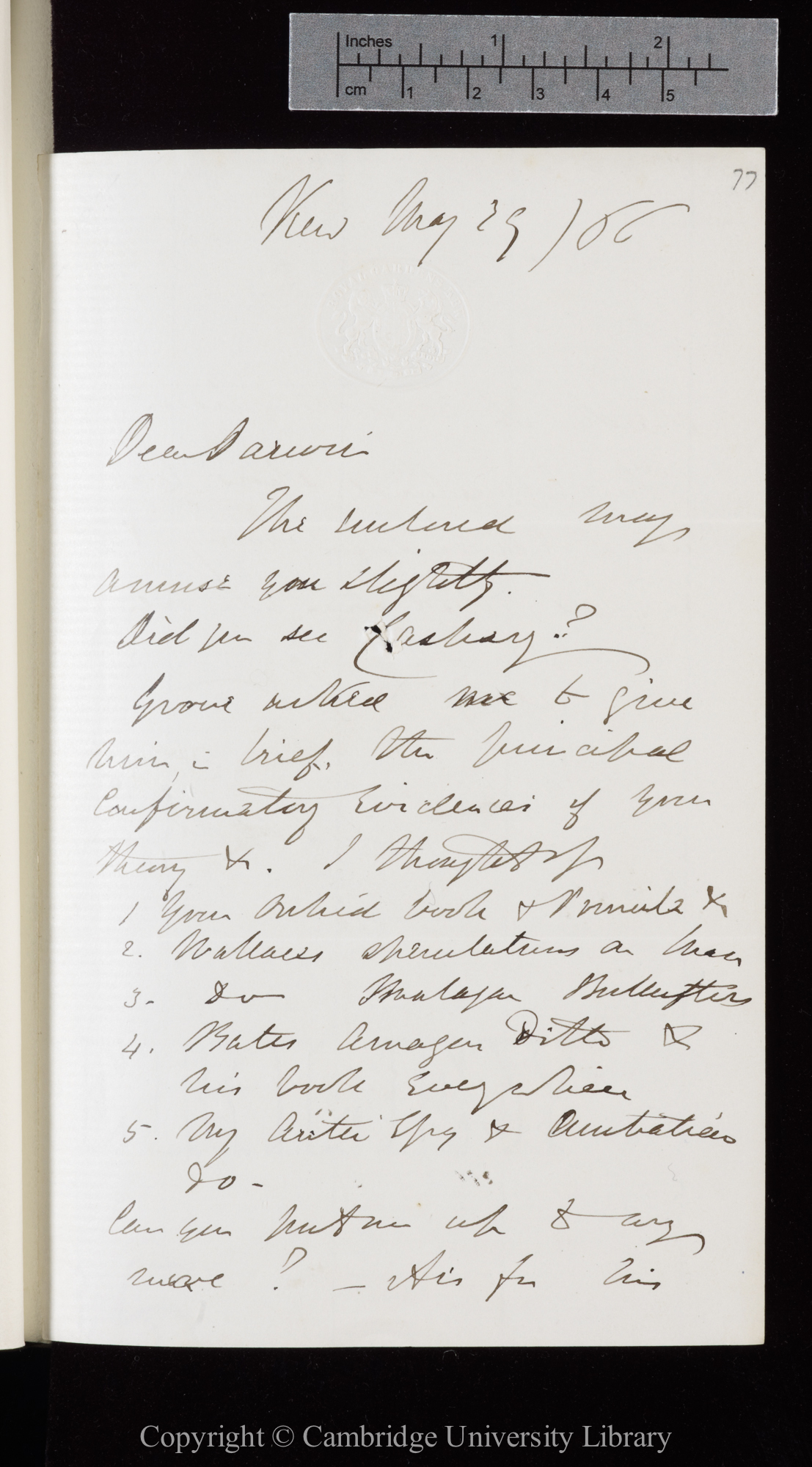 Letter from J. D. Hooker to C. R. Darwin   29 May 1866