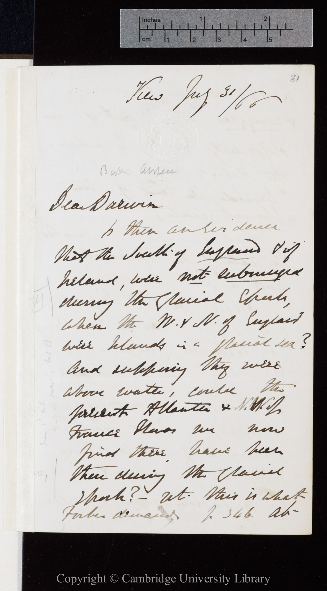 Letter from J. D. Hooker to C. R. Darwin   31 July 1866