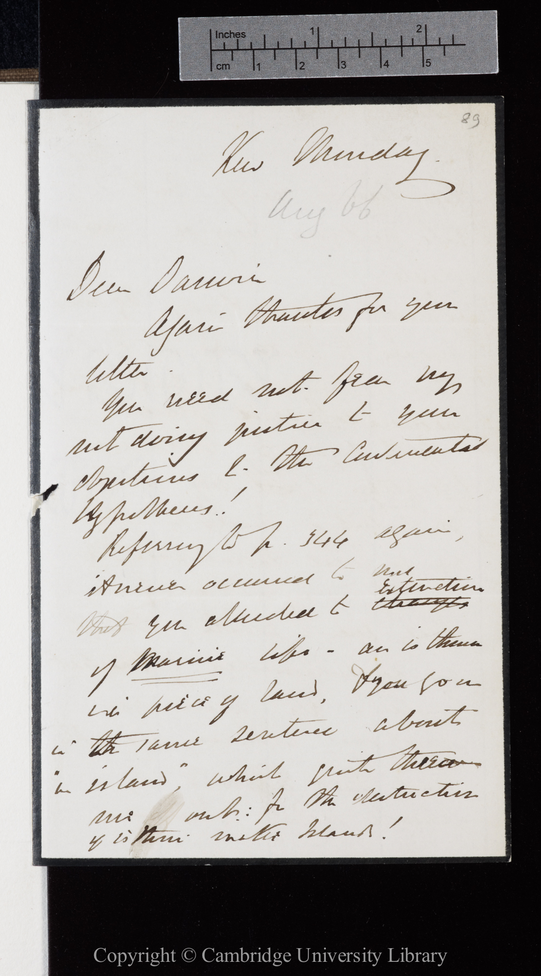 Letter from J. D. Hooker to C. R. Darwin   [6 August 1866]