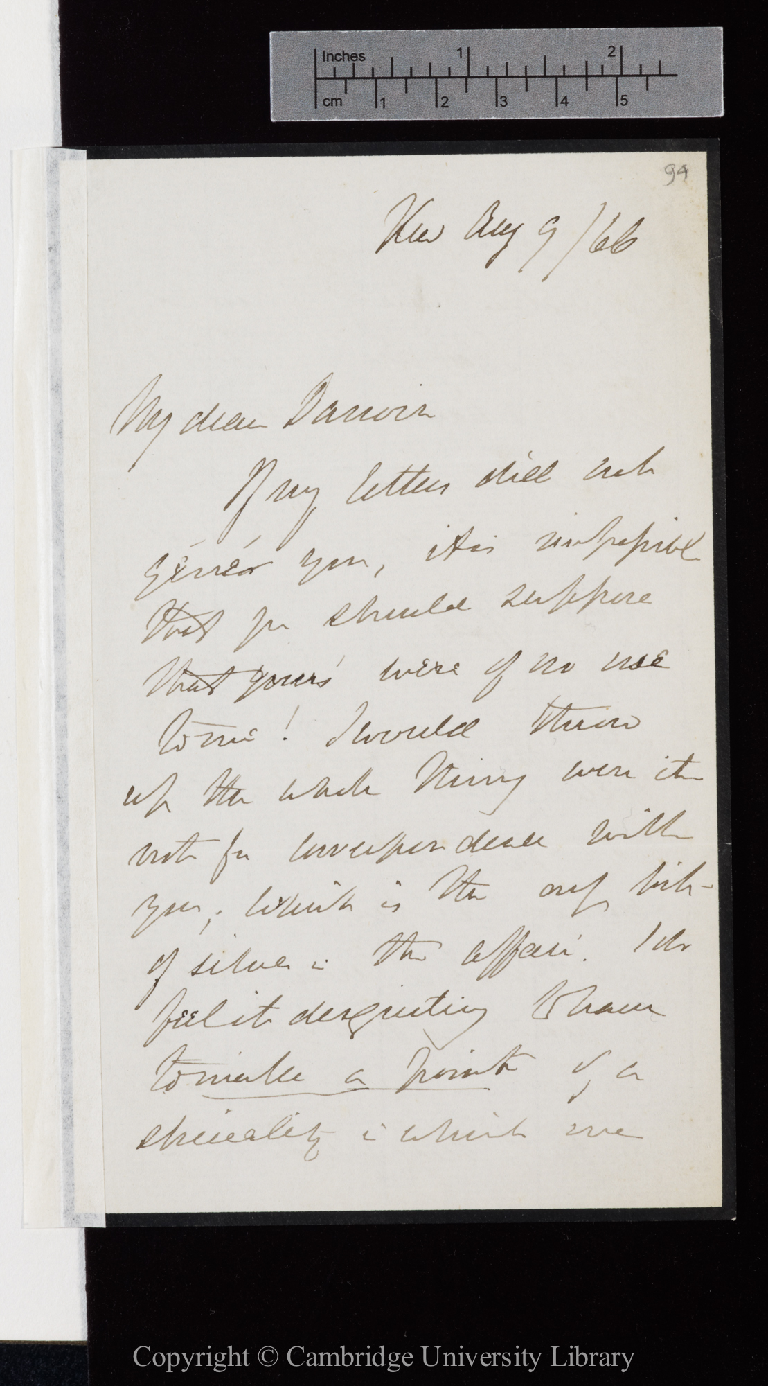 Letter from J. D. Hooker to C. R. Darwin   9 August 1866