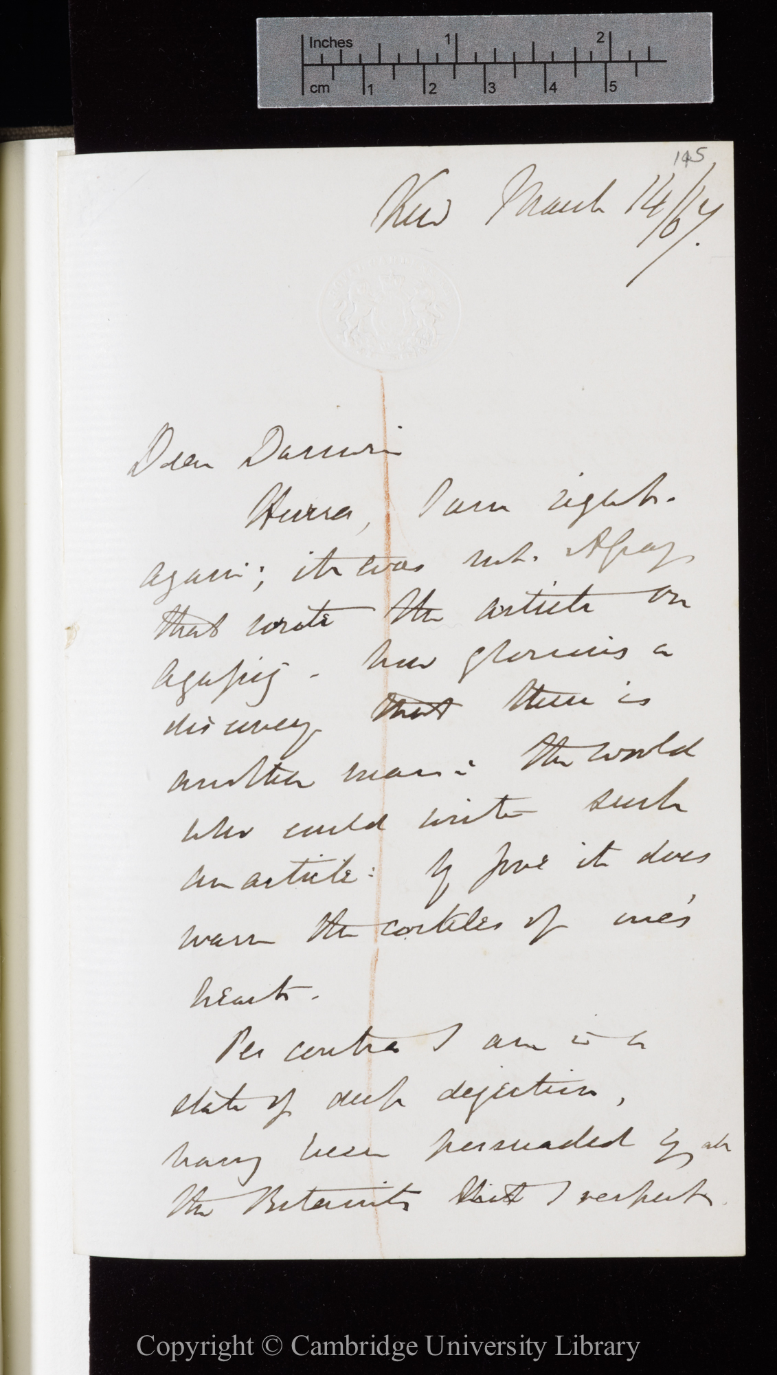 Letter from J. D. Hooker to C. R. Darwin   14 March 1867