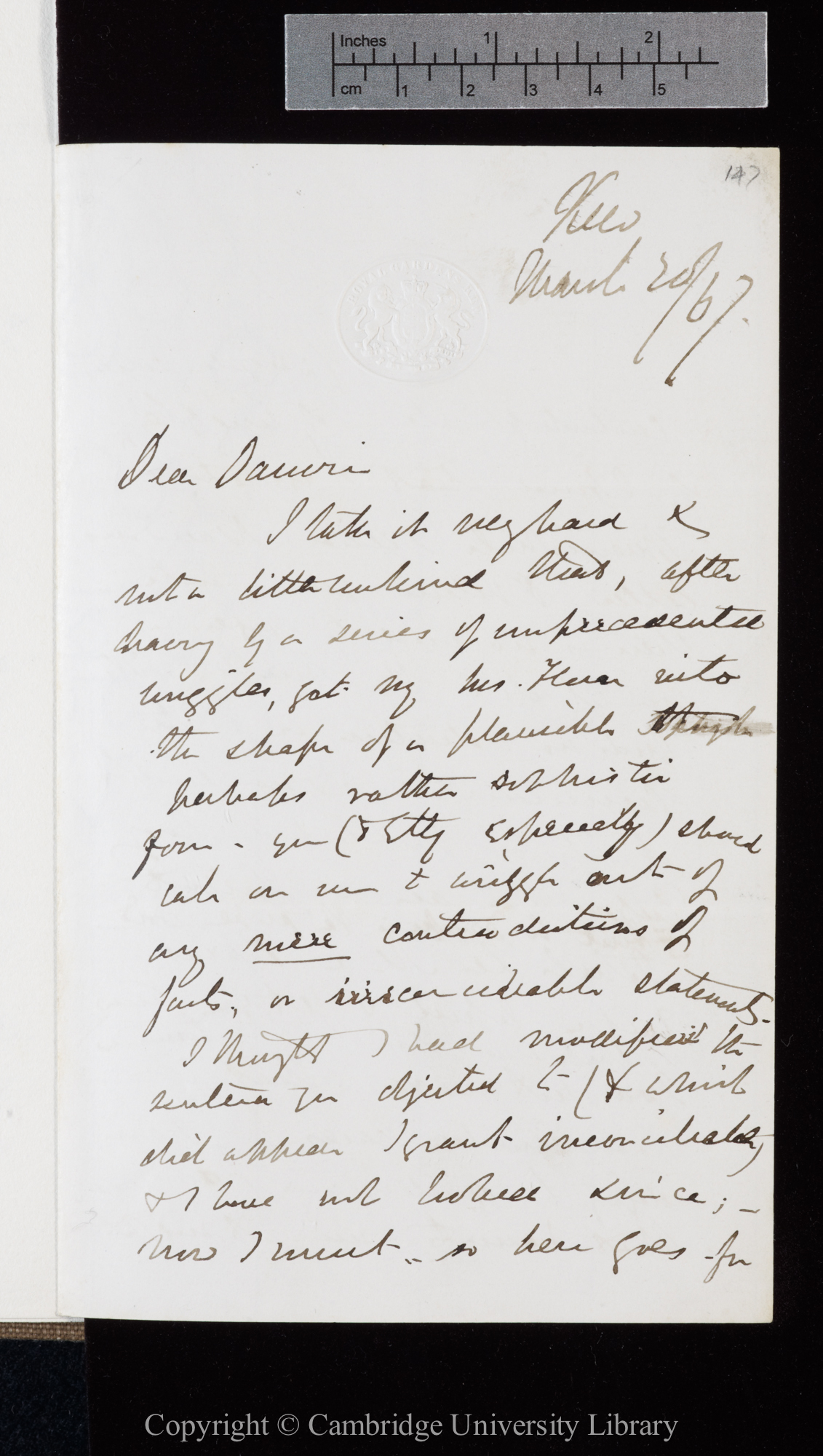 Letter from J. D. Hooker to C. R. Darwin   20 March 1867