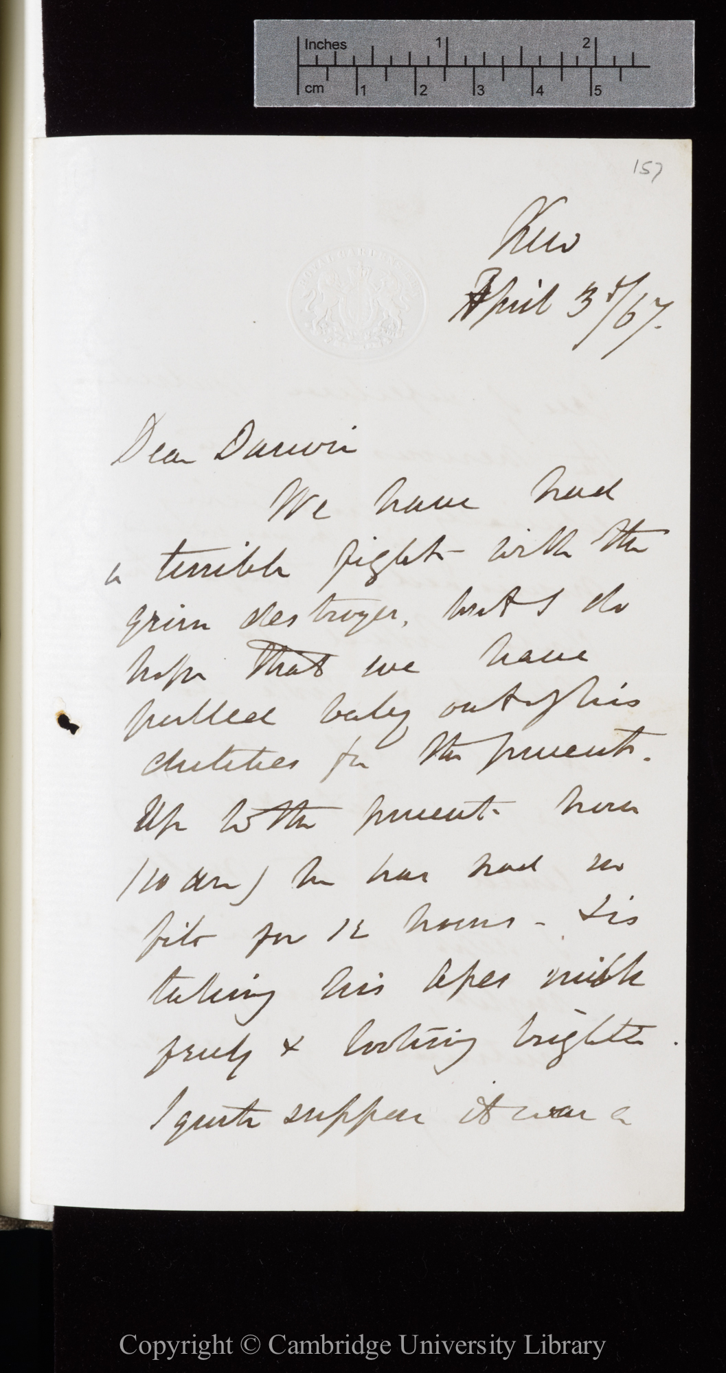Letter from J. D. Hooker to C. R. Darwin   3 April 1867