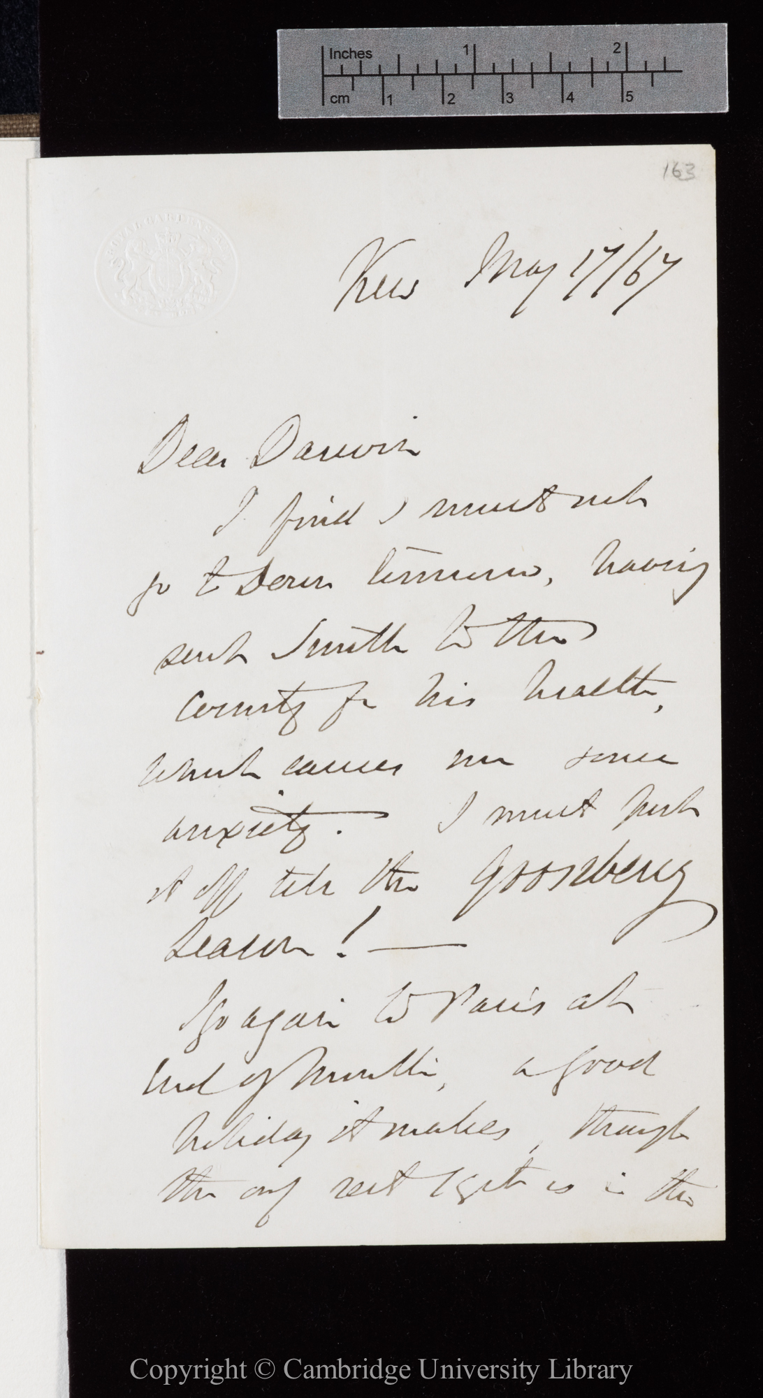 Letter from J. D. Hooker to C. R. Darwin   17 May 1867