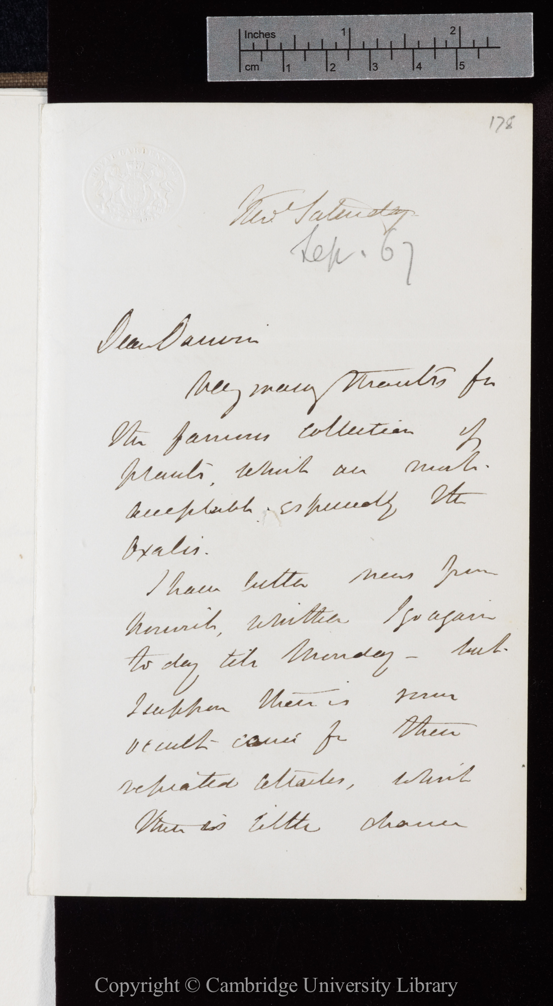 Letter from J. D. Hooker to C. R. Darwin   [14 September 1867]