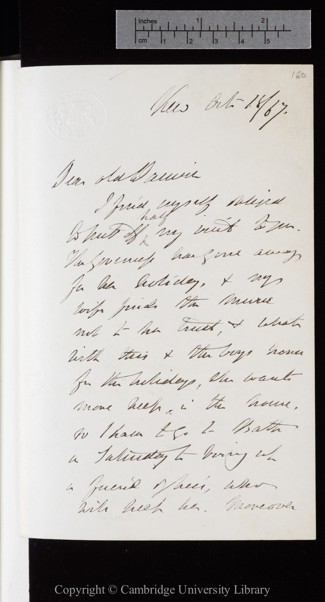 Letter from J. D. Hooker to C. R. Darwin   18 October 1867