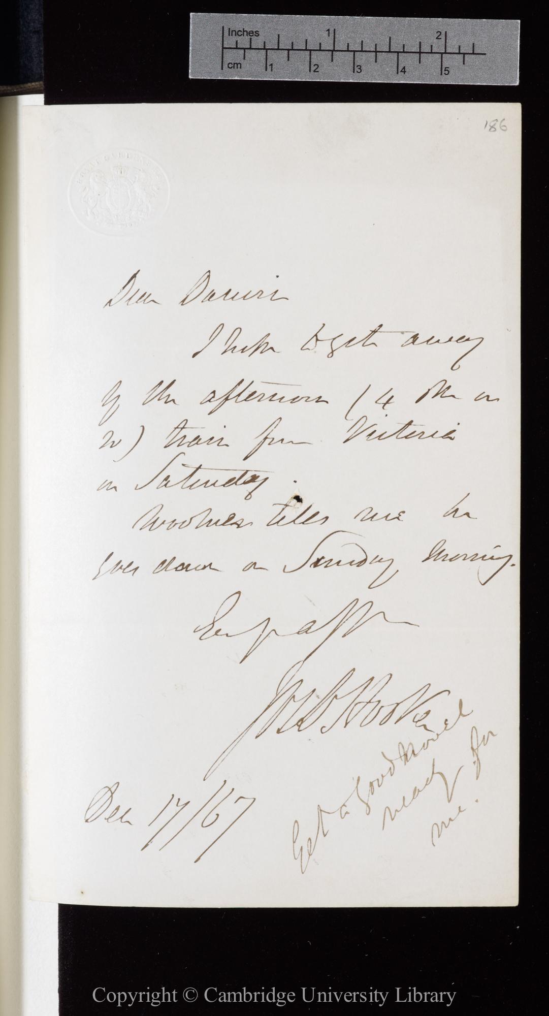 Letter from J. D. Hooker to C. R. Darwin   17 December 1867
