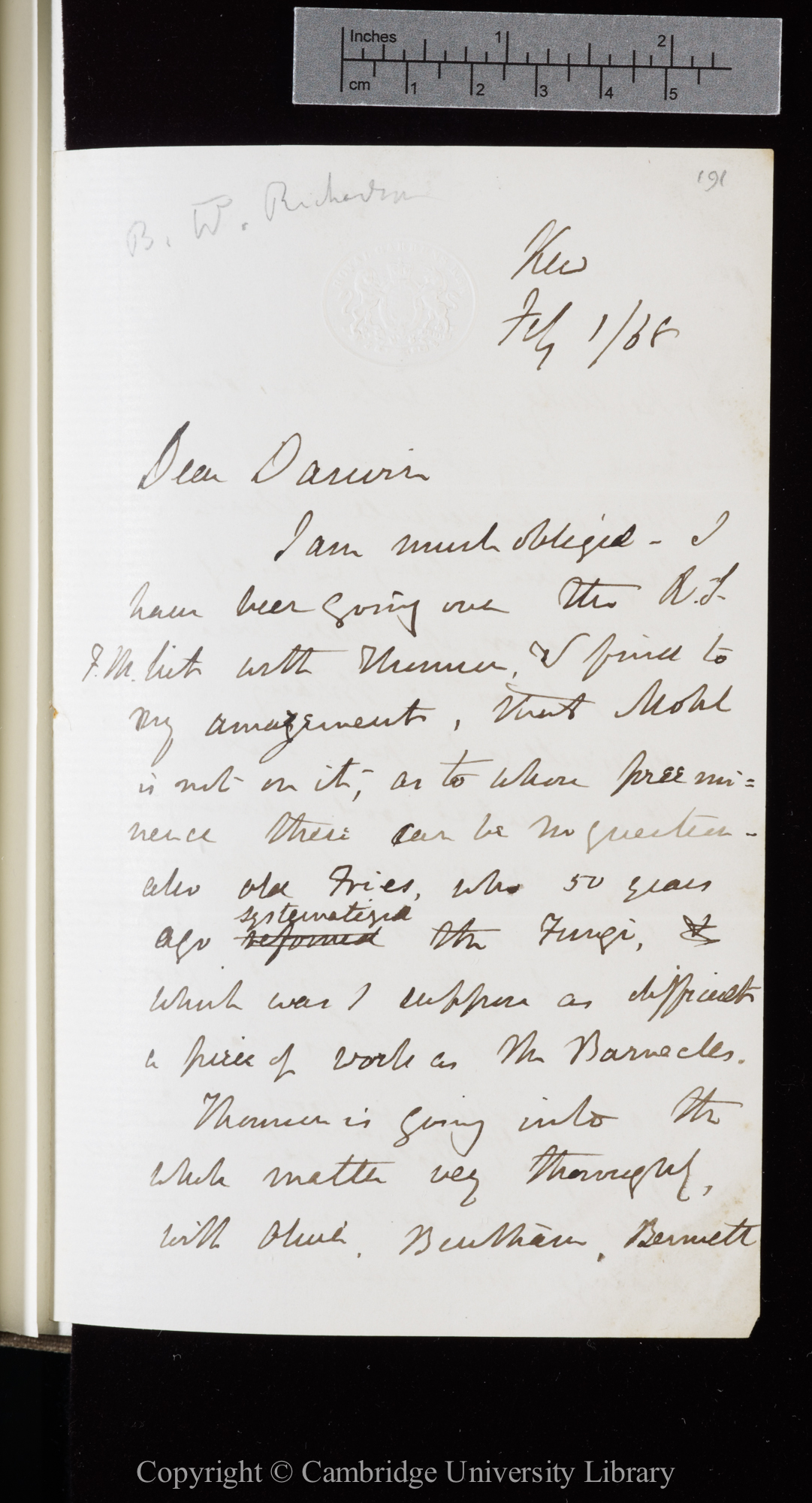 Letter from J. D. Hooker to C. R. Darwin   1 February 1868