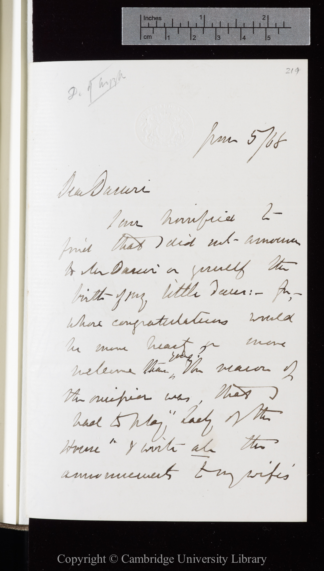Letter from J. D. Hooker to C. R. Darwin   5 June 1868
