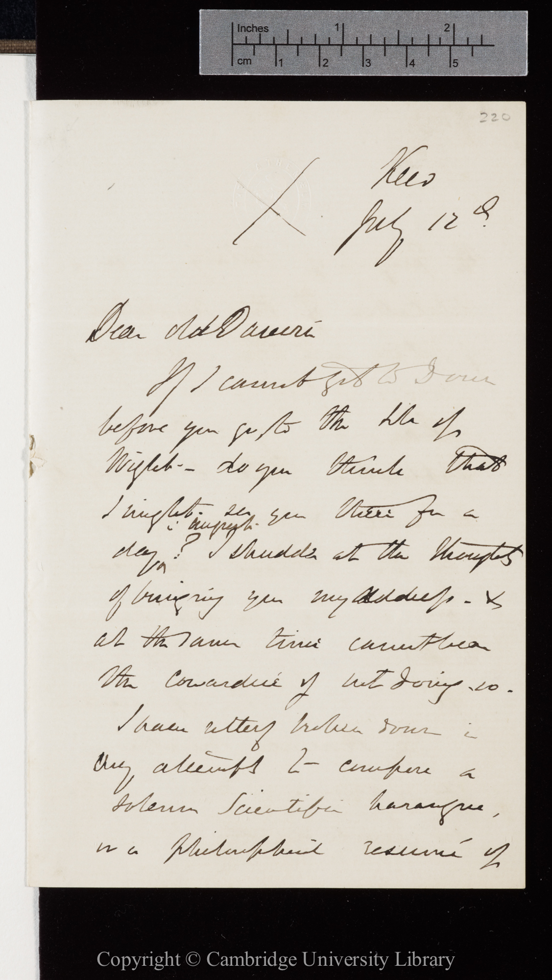 Letter from J. D. Hooker to C. R. Darwin   12 July [1868]
