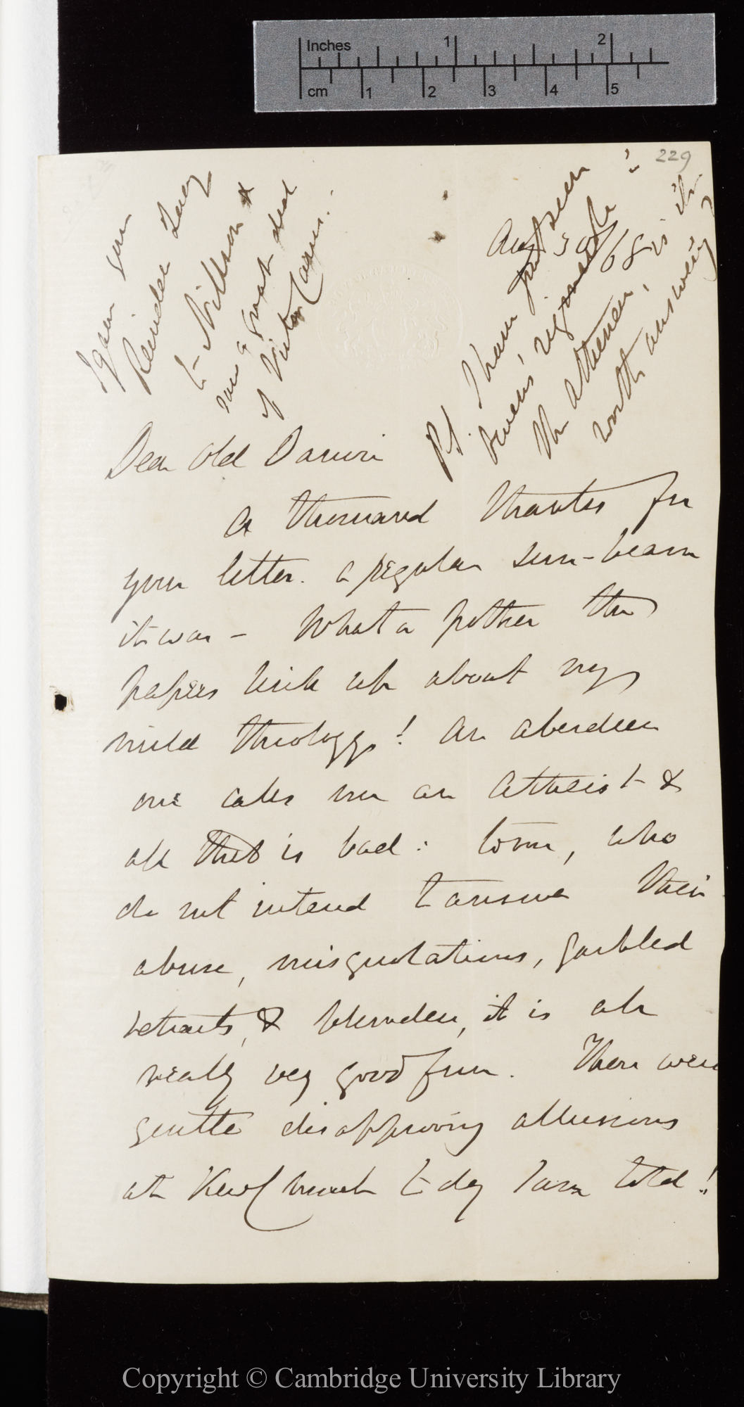 Letter from J. D. Hooker to C. R. Darwin   30 August 1868